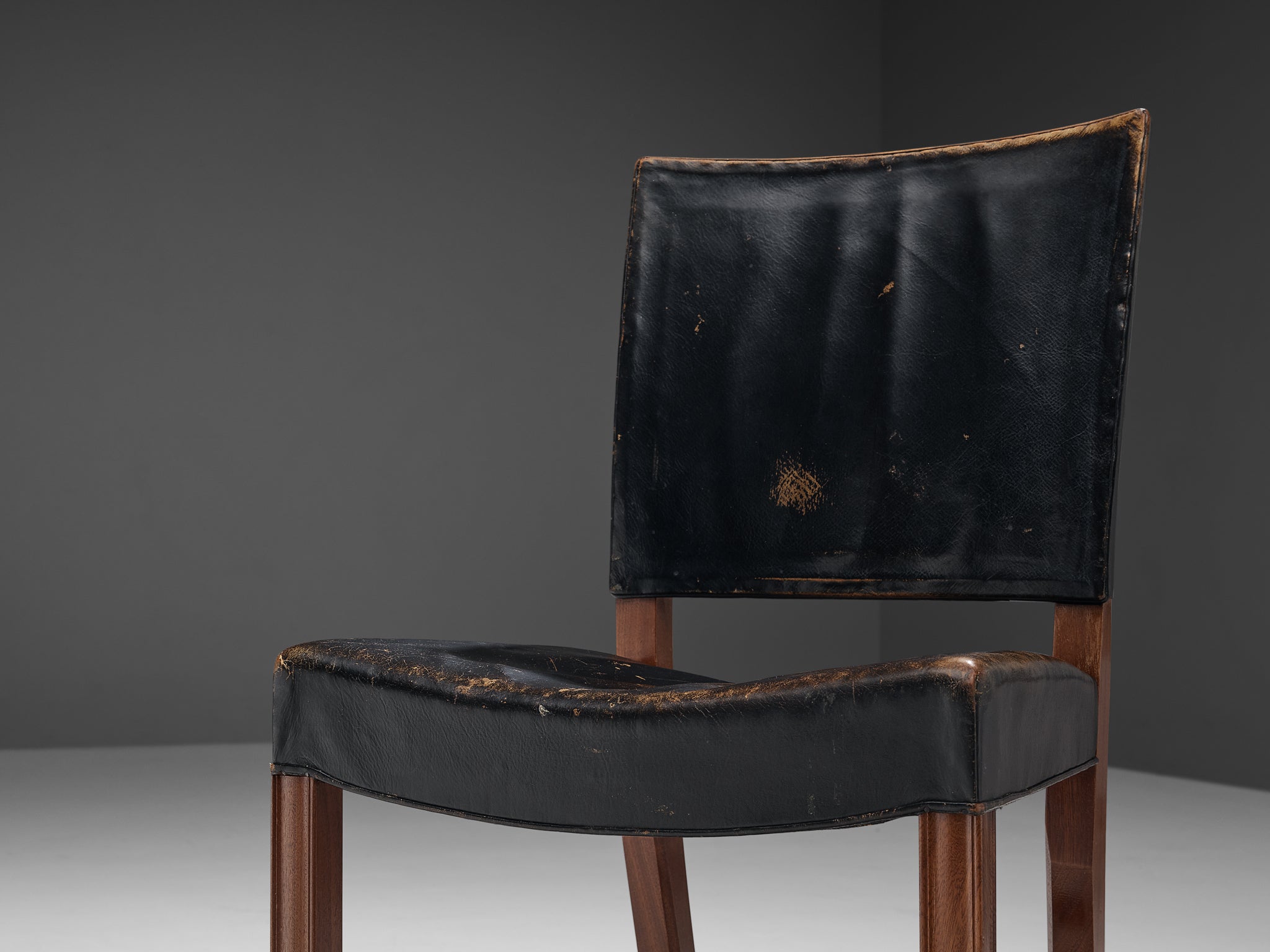 Kaare Klint for Rud Rasmussen Set of Four 'Red Chairs' in Original Black Leather