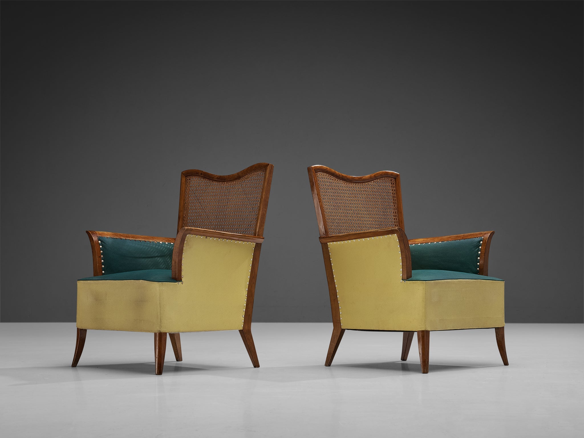 Spanish Pair of Lounge Chairs in Ash and Cane seating Morentz