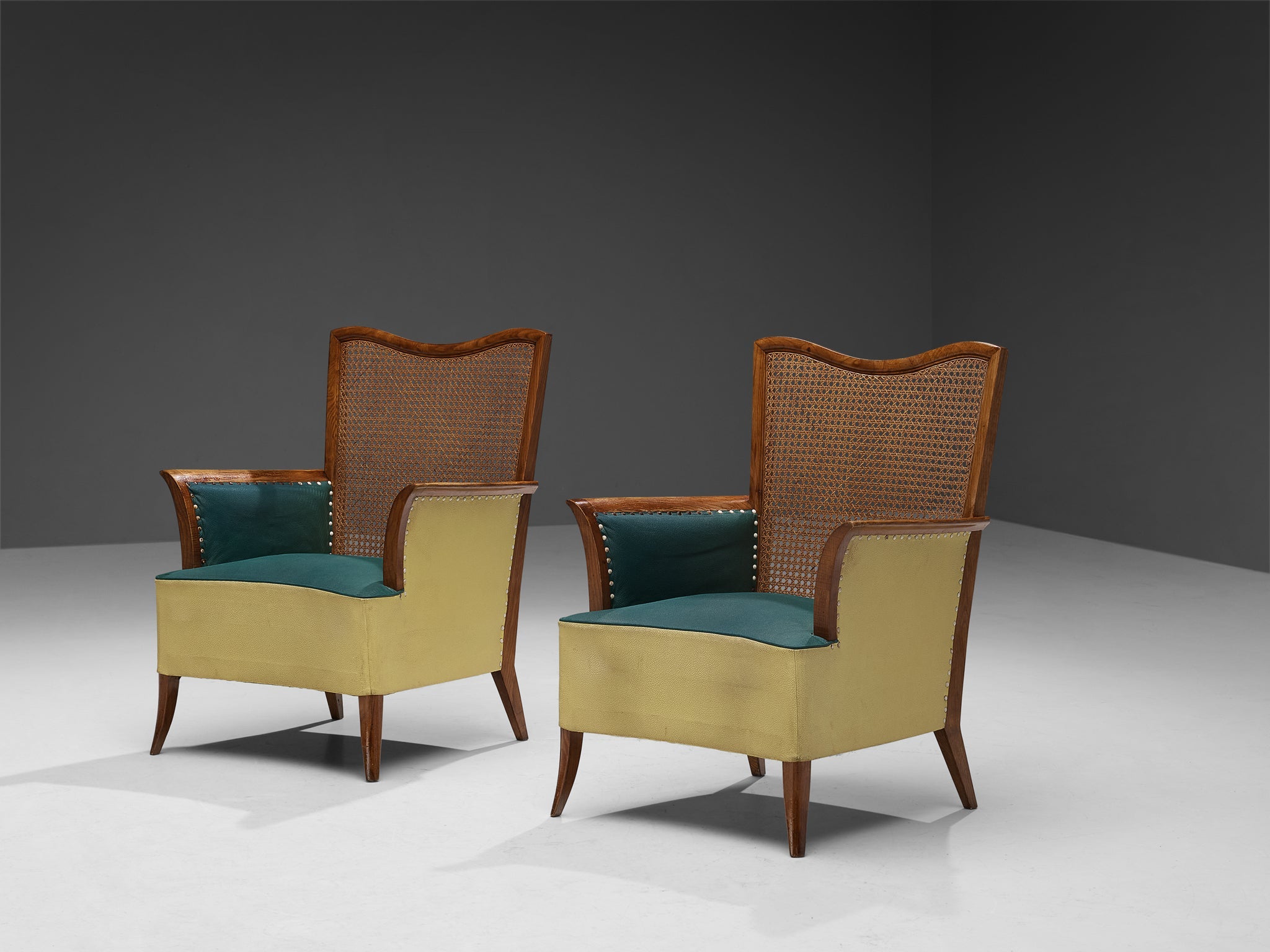 Spanish Pair of Lounge Chairs in Ash and Cane seating Morentz