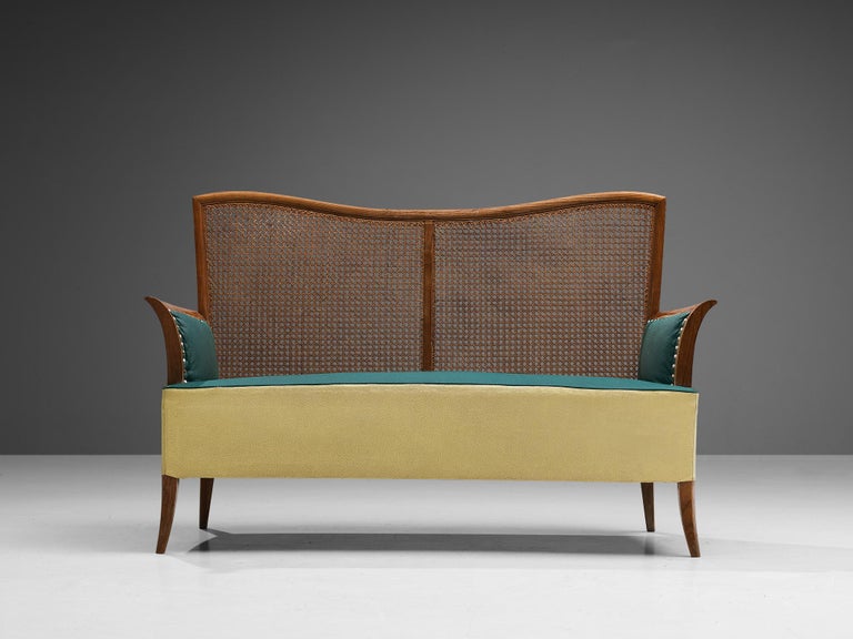 Spanish Sofa in Ash and Yellow and Green Leatherette