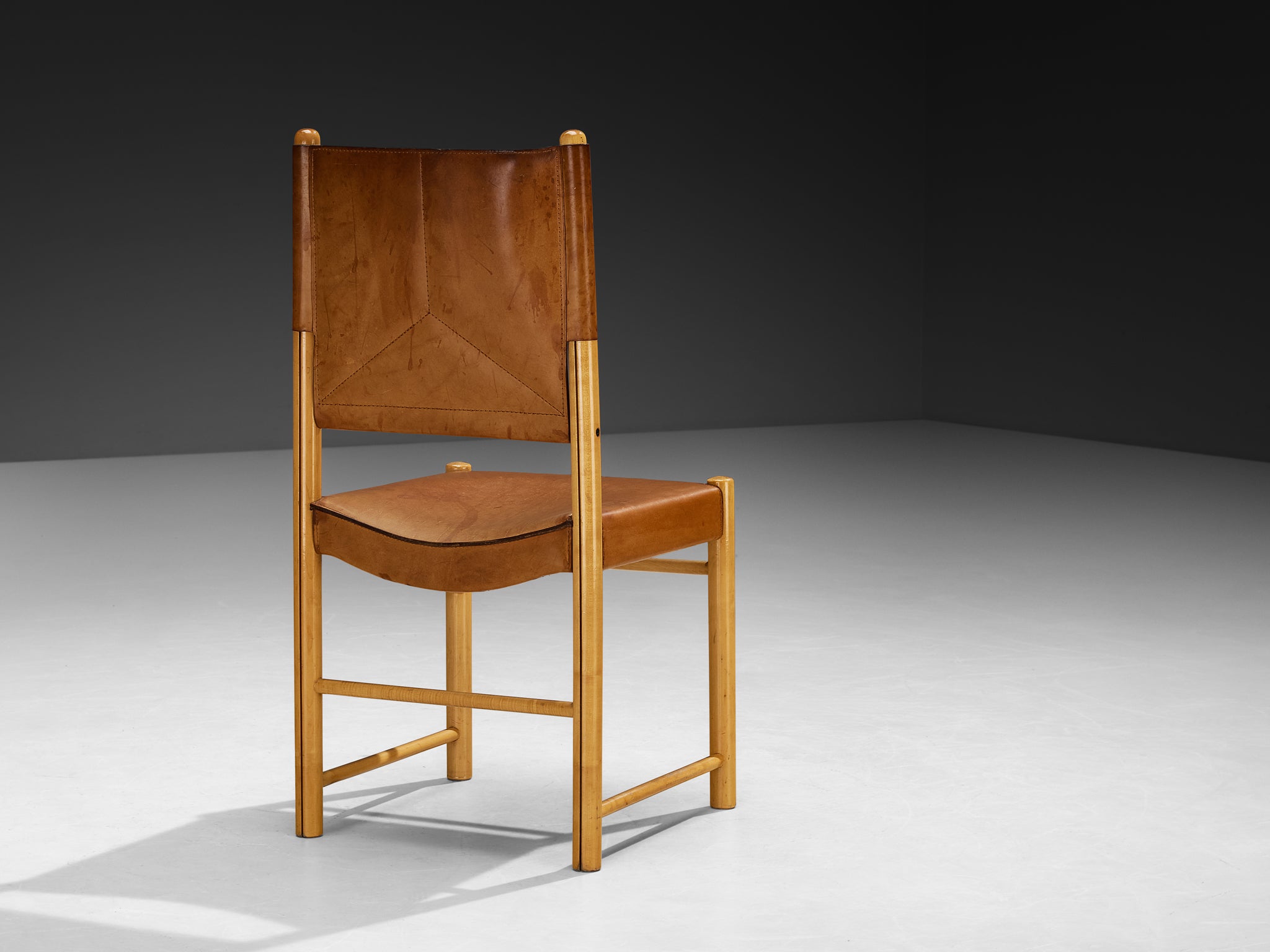 Italian Postmodern Dining Chair in Cognac Leather Seating Morentz