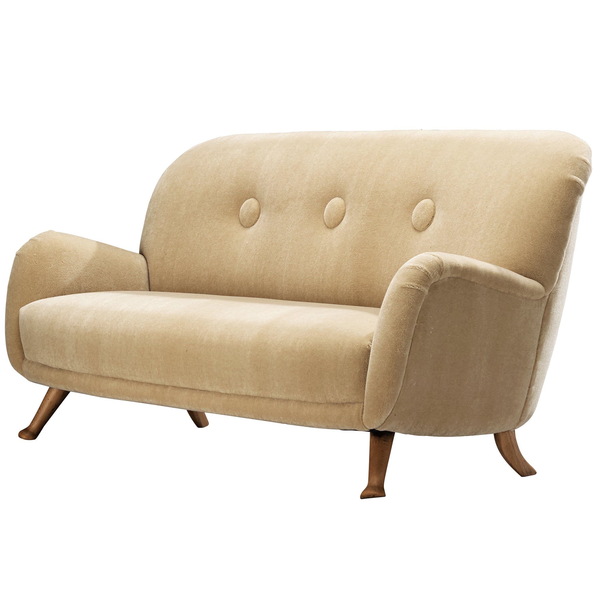 Berga Mobler Sofa in Beige Mohair Upholstery Seating Morentz