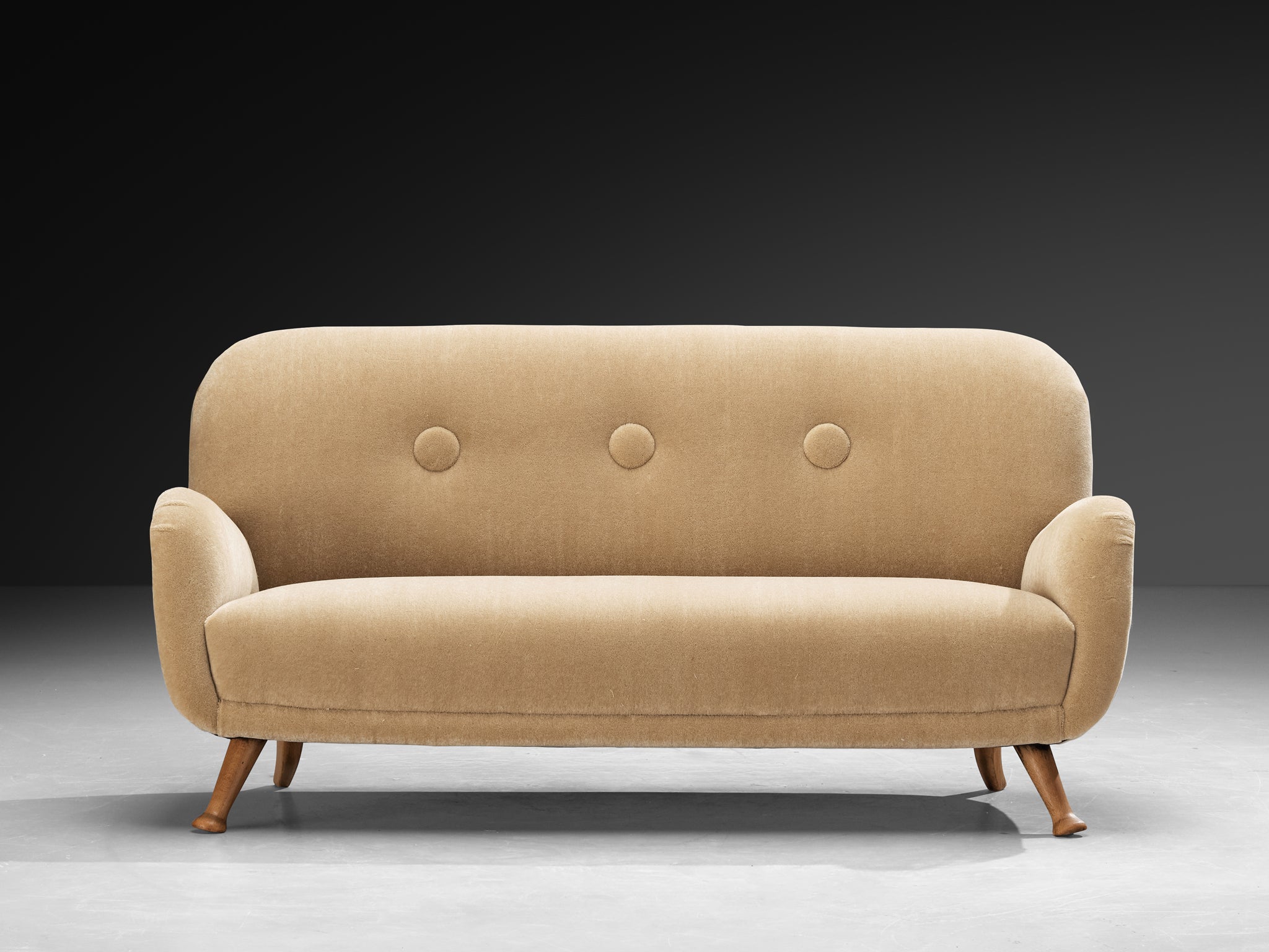 Berga Mobler Sofa in Beige Teddy Mohair by Pierre Frey Seating Morentz