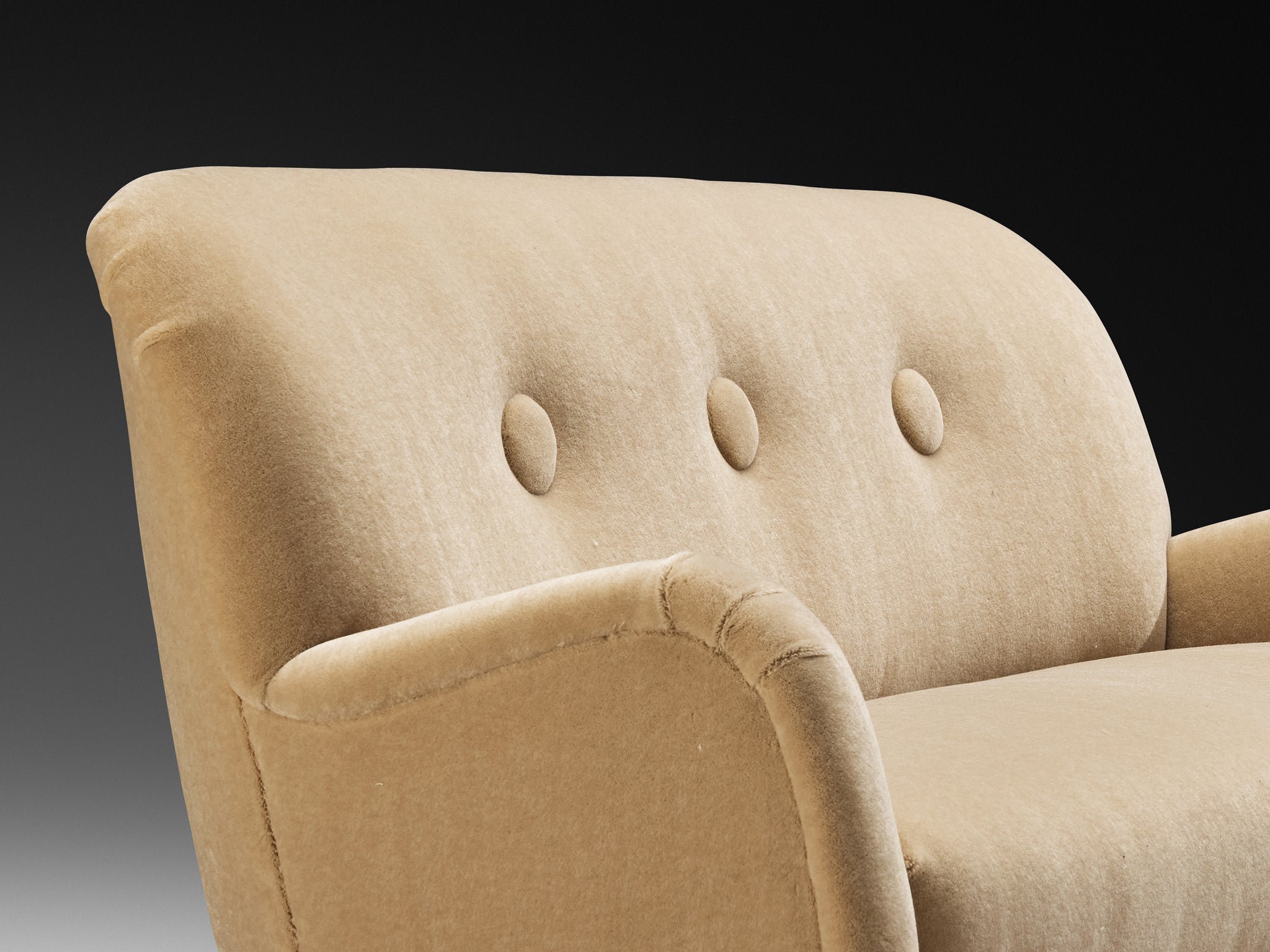 Berga Mobler Sofa in Beige Teddy Mohair by Pierre Frey Seating Morentz