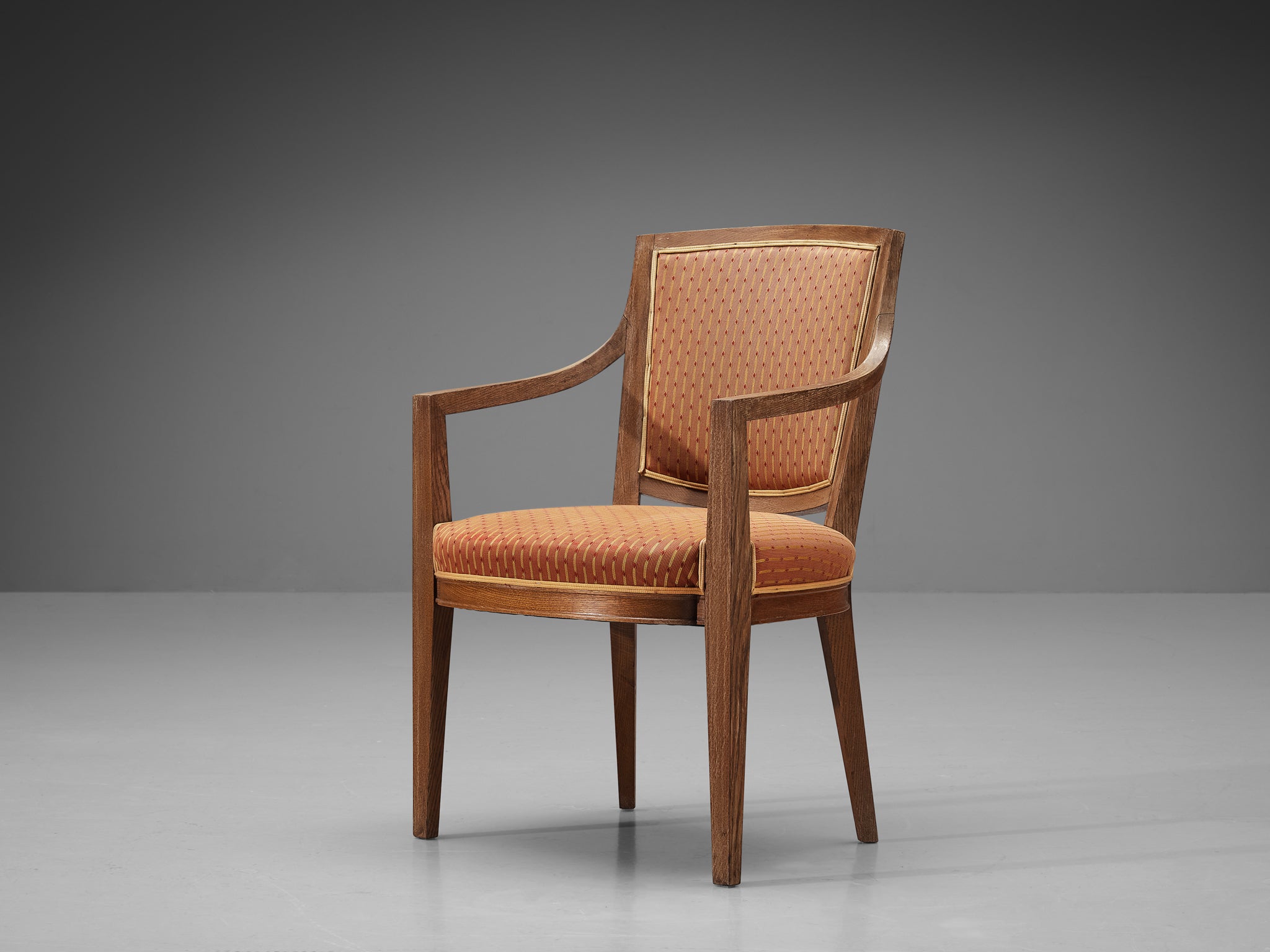 Art Deco Dining Chair in Oak and Fabric Upholstery Seating Morentz