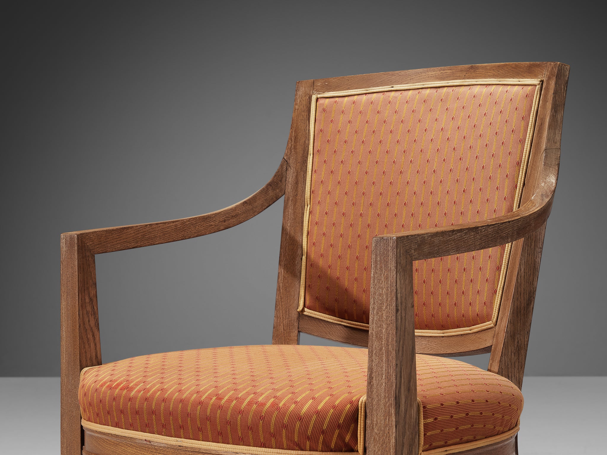 Art Deco Dining Chair in Oak and Fabric Upholstery Seating Morentz