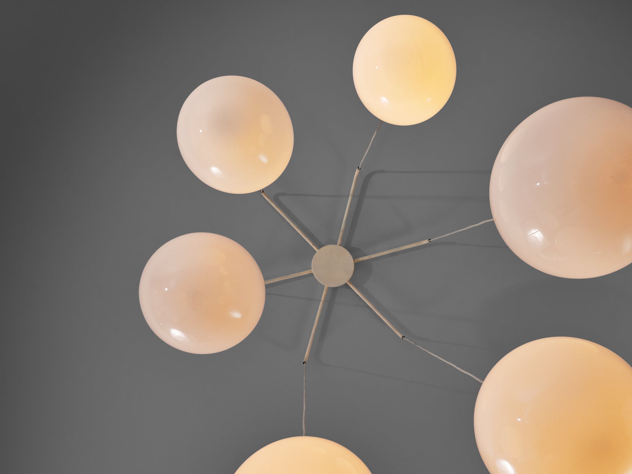 Playful Pendant with Six Spheres in Opaline Glass lighting Morentz