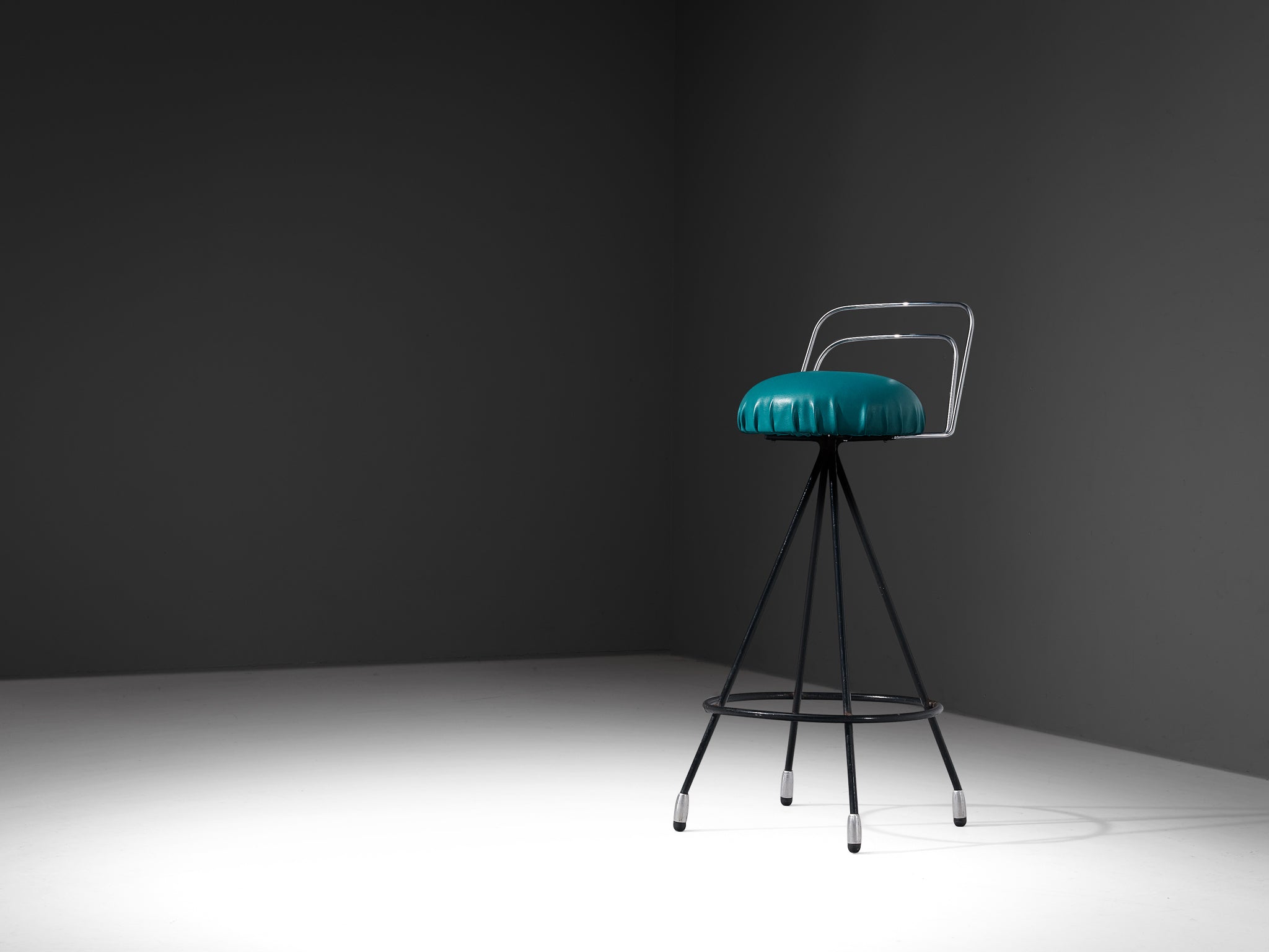 Barstools in Metal and Teal Green Upholstery Seating Morentz