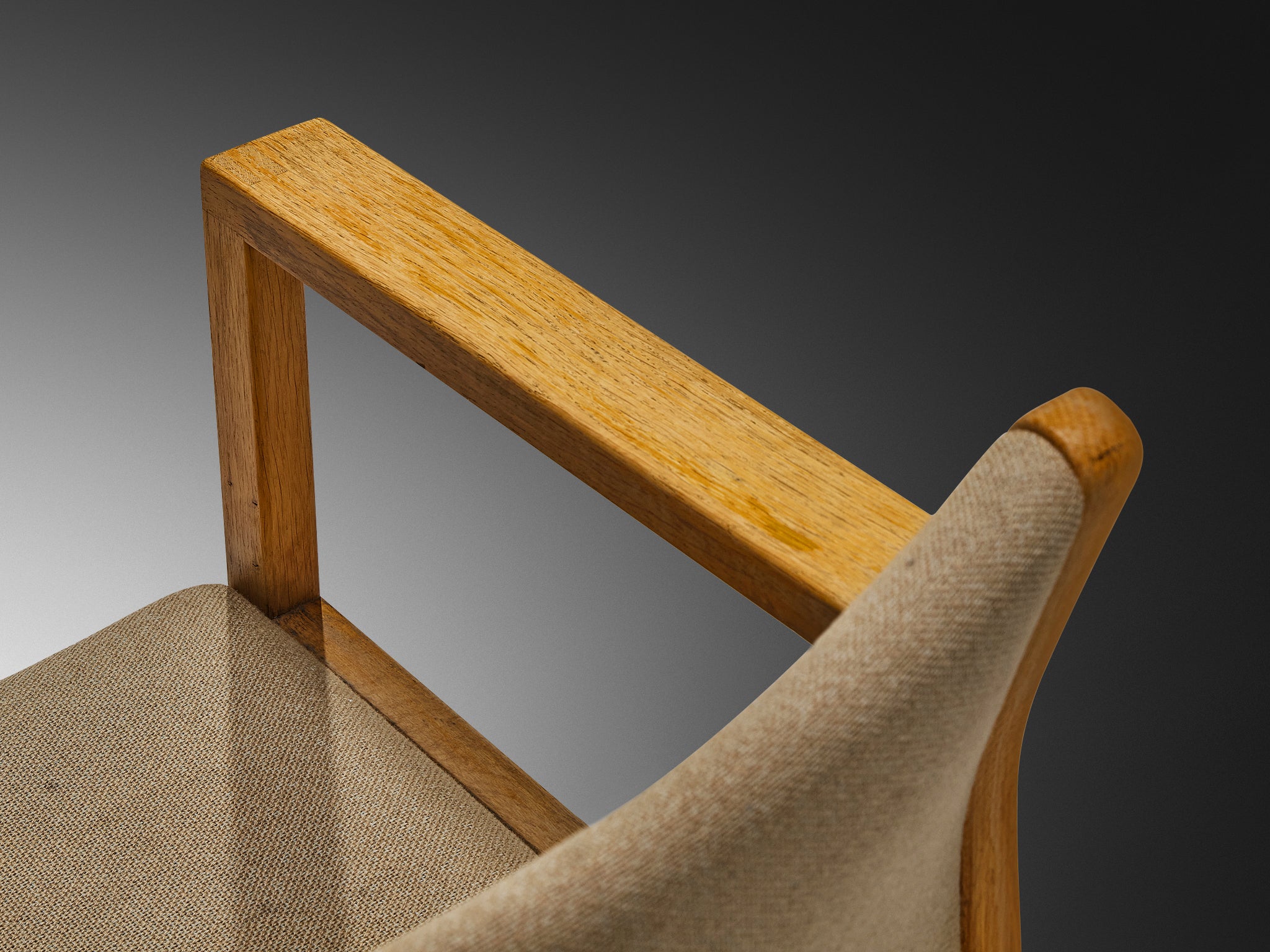 Danish Armchair in Oak and Beige Upholstery Seating Morentz