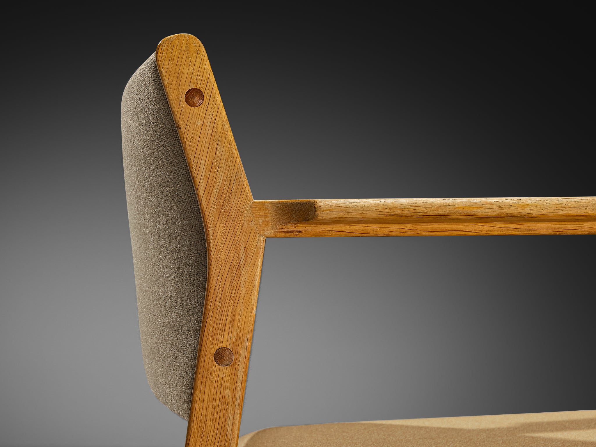 Danish Armchair in Oak and Beige Upholstery Seating Morentz