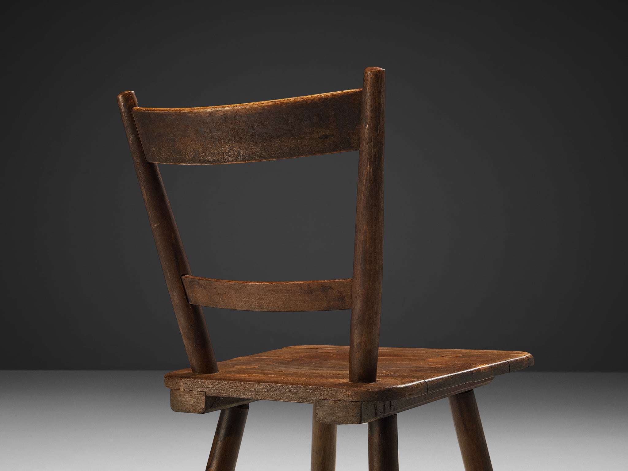 French Pastoral Dining Chair in Stained Wood Seating Morentz
