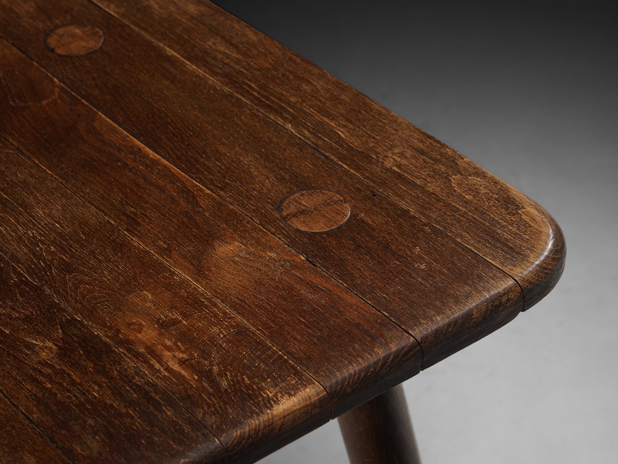 Set of Six French Pastoral Dining Chairs in Stained Wood Seating Morentz