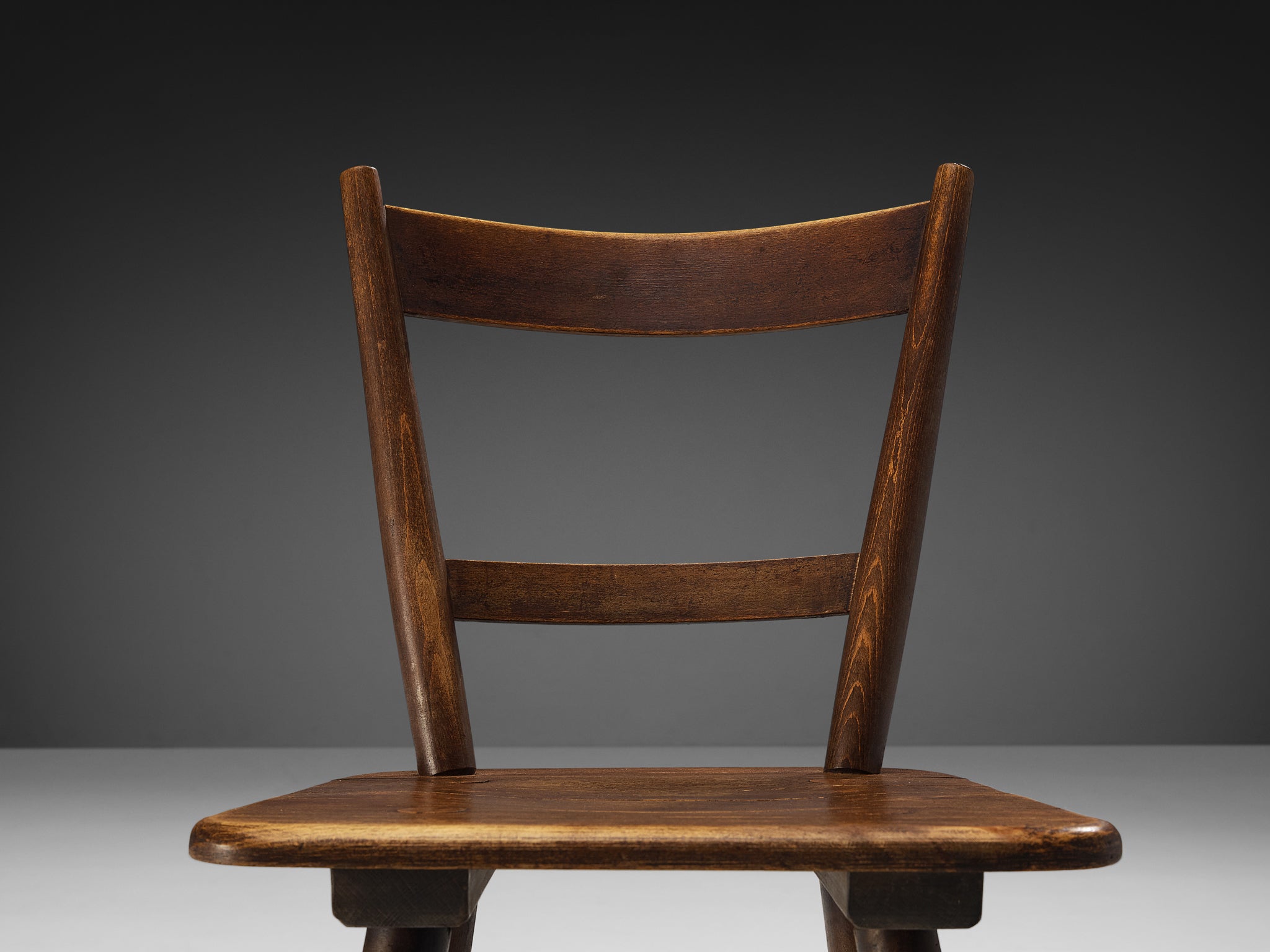 Set of Six French Pastoral Dining Chairs in Stained Wood Seating Morentz