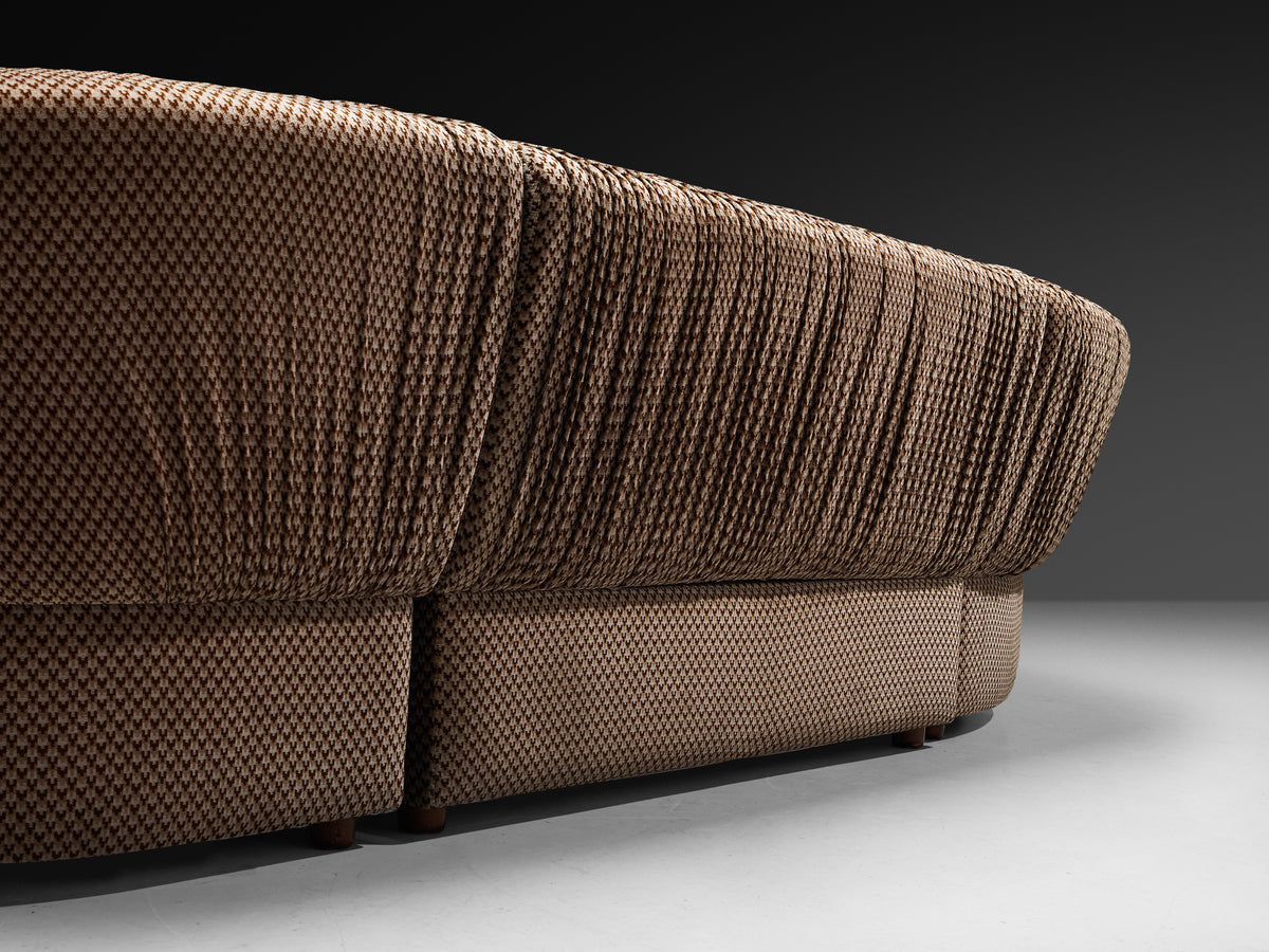 1970s Italian Modular Sofa in Brown and Beige Upholstery Seating Morentz