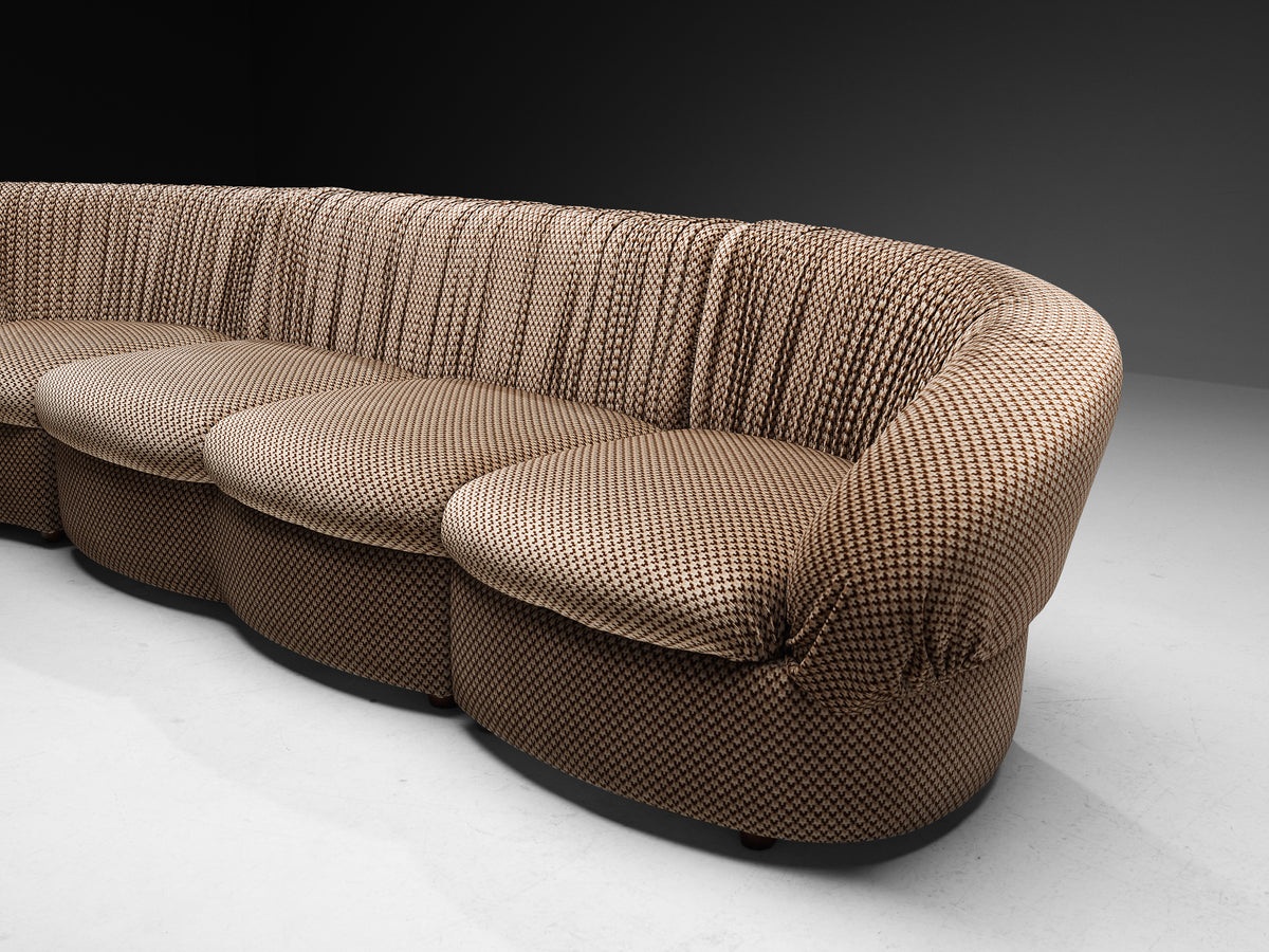1970s Italian Modular Sofa in Brown and Beige Upholstery Seating Morentz