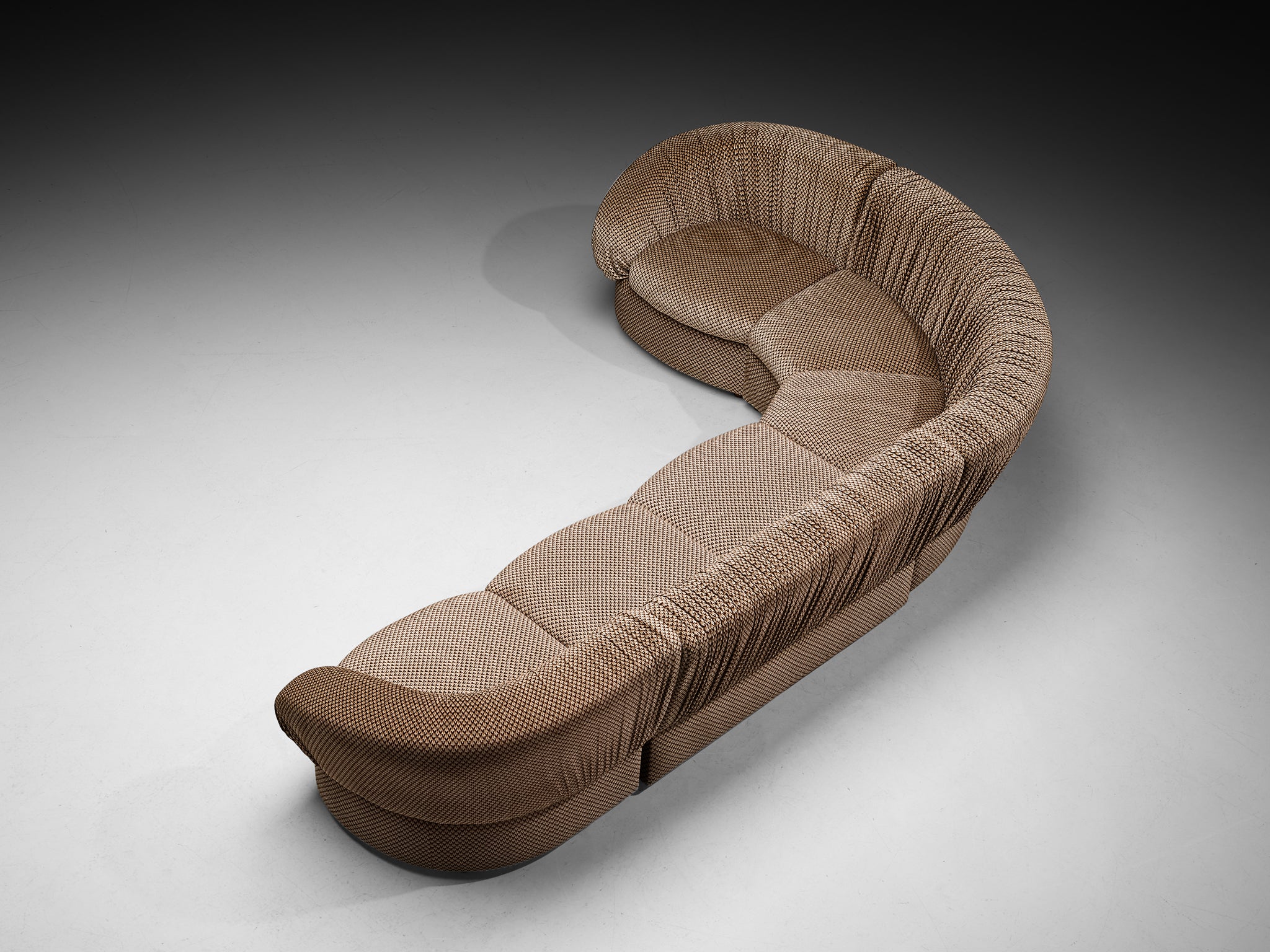 1970s Italian Modular Sofa in Brown and Beige Upholstery Seating Morentz