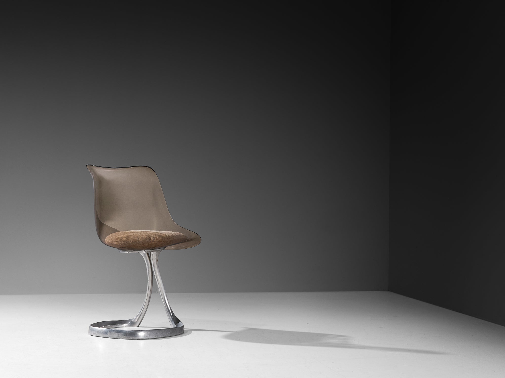 Michel Charron Set of Four Dining Chairs in Plexiglass and Aluminum