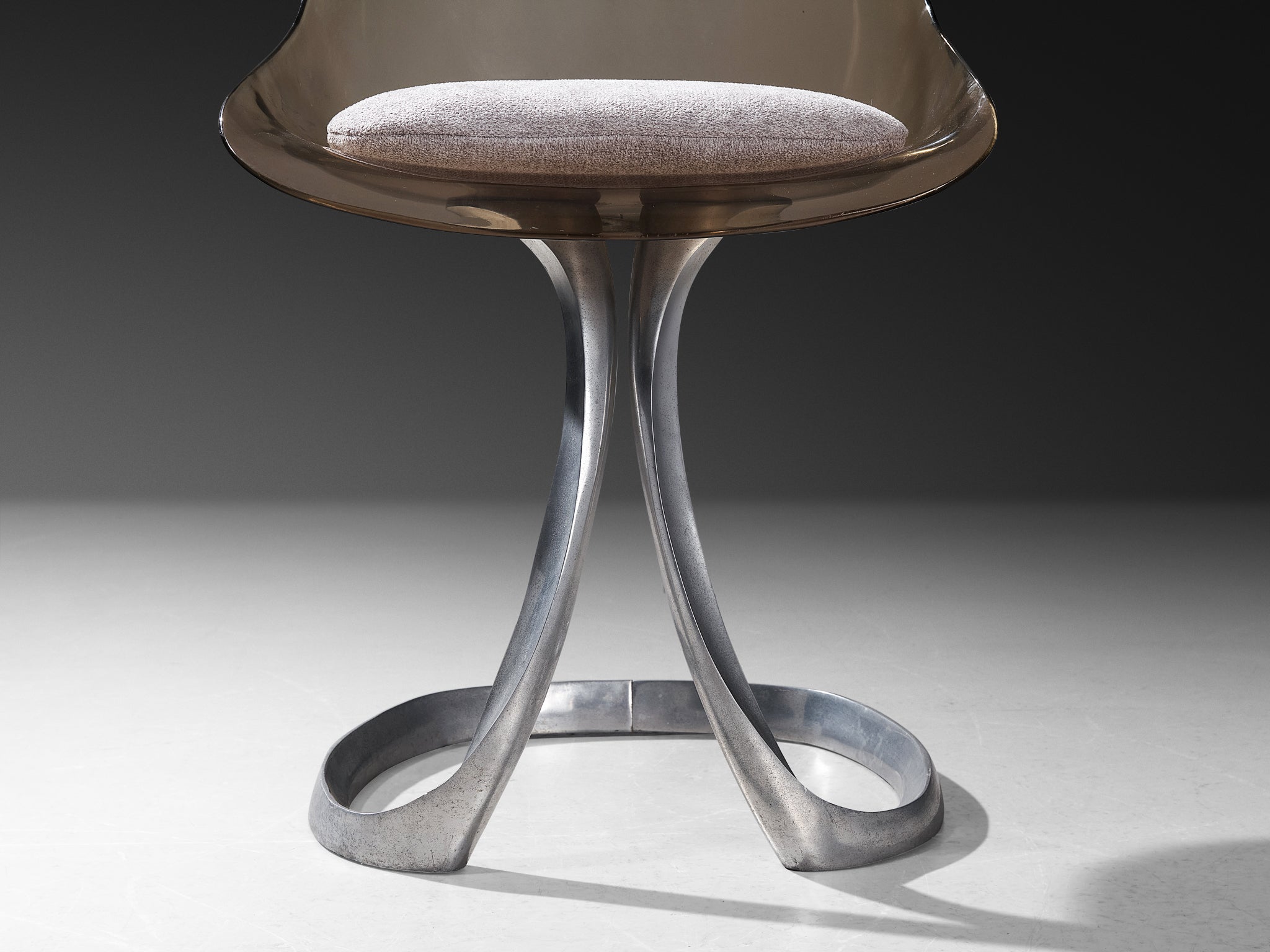 Michel Charron Set of Four Dining Chairs in Plexiglass and Aluminum