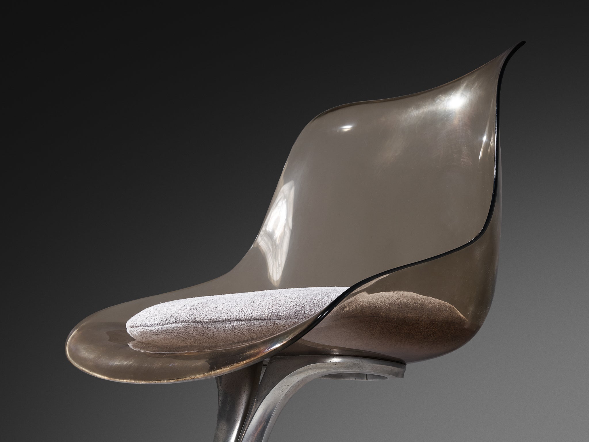 Michel Charron Set of Four Dining Chairs in Plexiglass and Aluminum