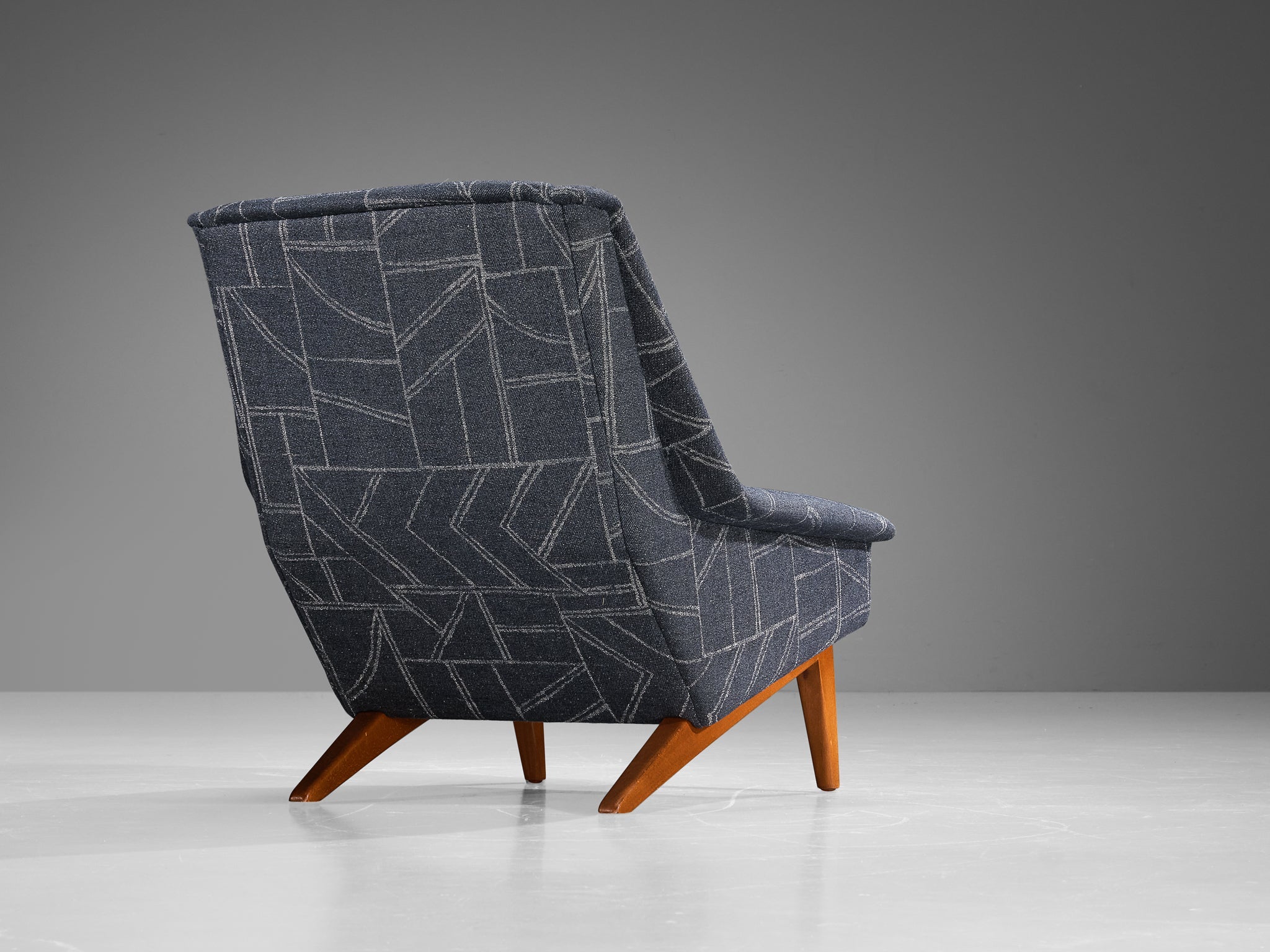 Folke Ohlsson for Fritz Hansen Lounge Chair in Geometric Blue Upholstery seating Morentz