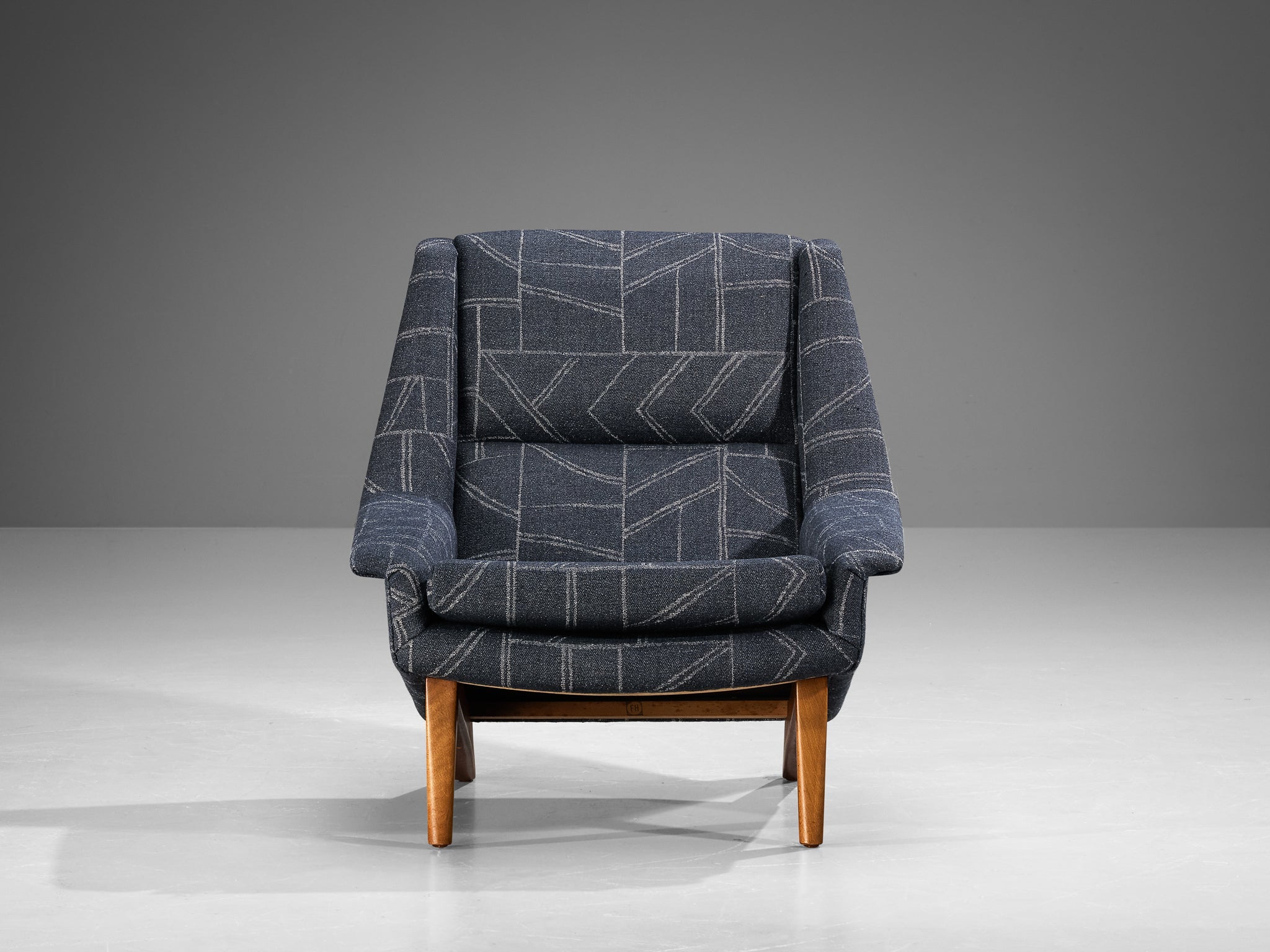 Folke Ohlsson for Fritz Hansen Lounge Chair in Geometric Blue Upholstery seating Morentz