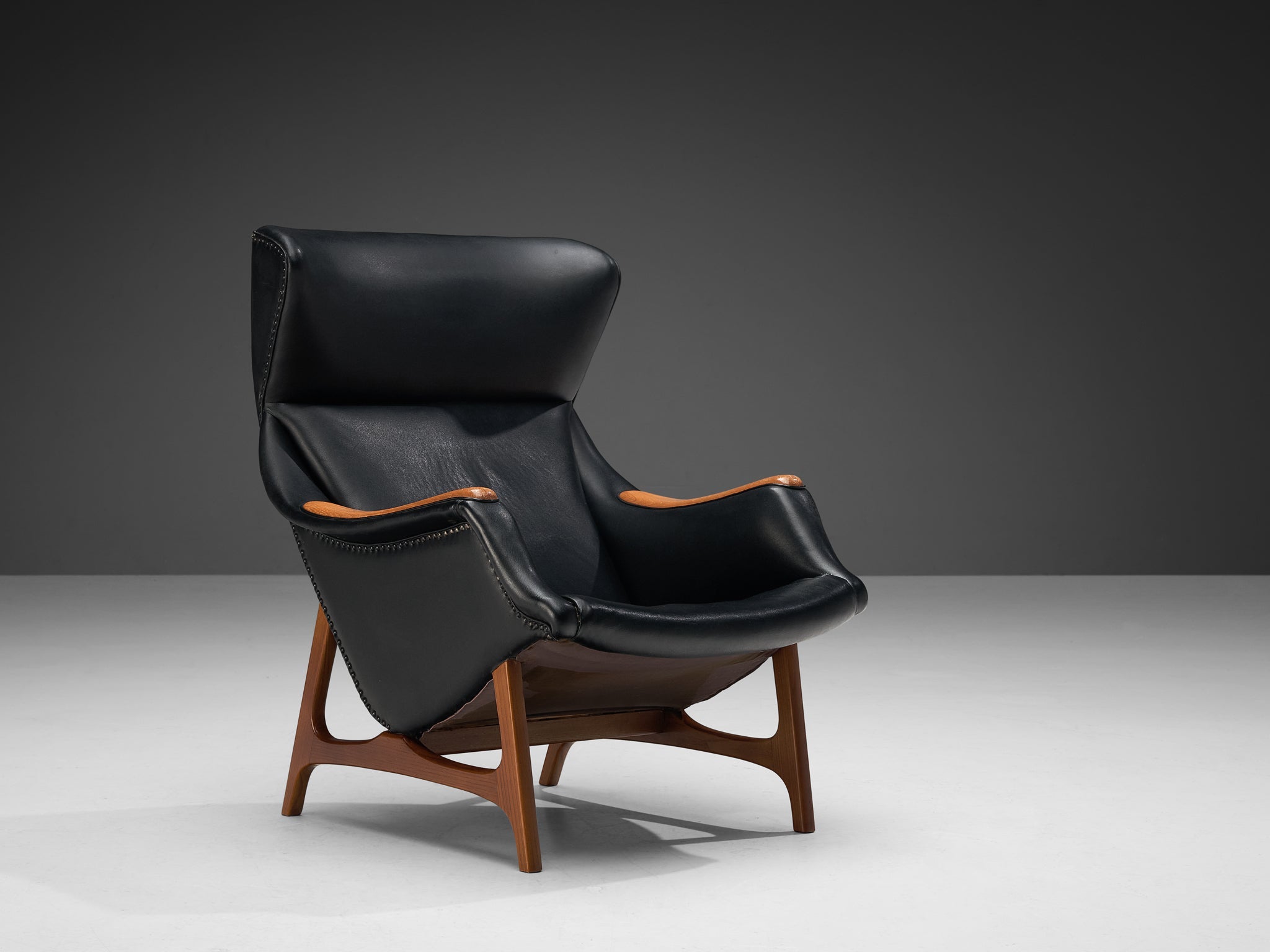 B.J. Hansen Lounge Chair in Teak and Black Upholstery