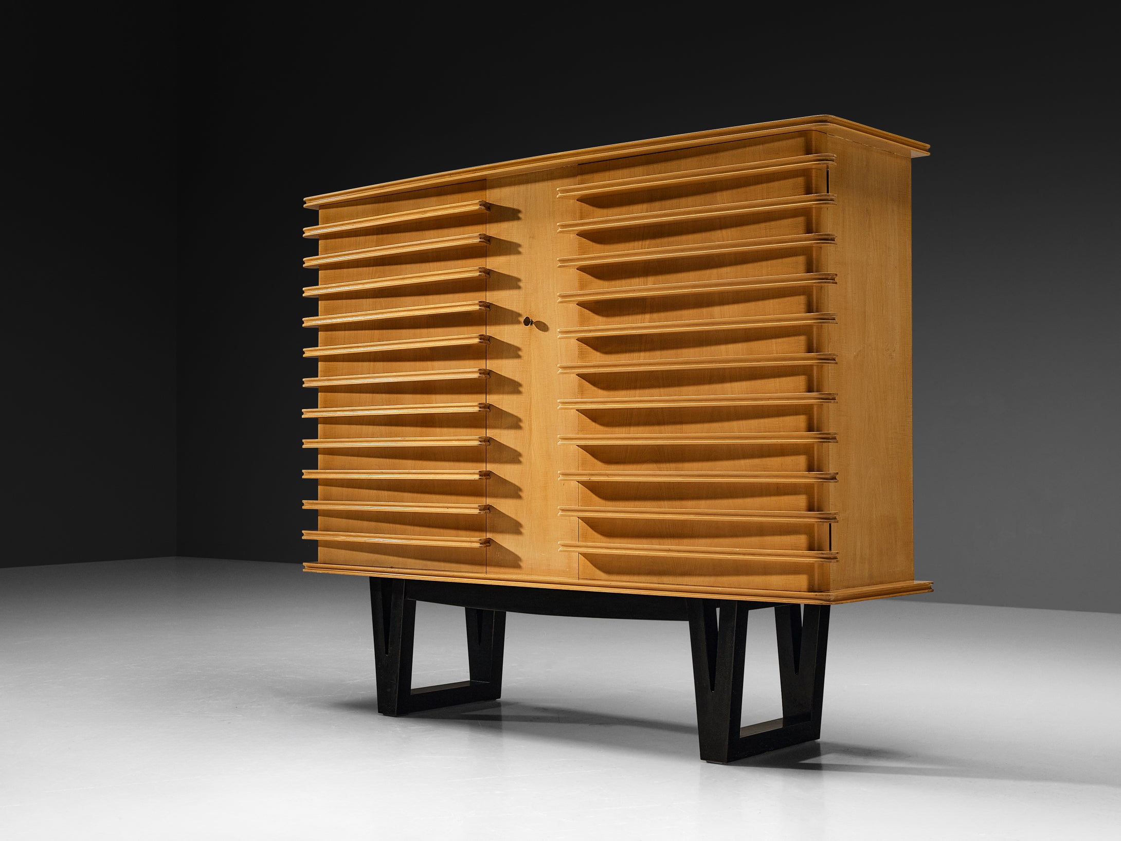 Rare Raoul Clement & R. Verot French Highboard in Sycamore Case pieces and storage cabinets Morentz