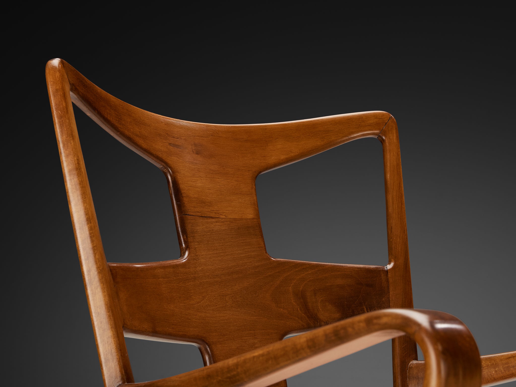 Osvaldo Borsani for ABV Pair of Armchairs in Walnut and Pink Mohair by Pierre Frey Seating Morentz
