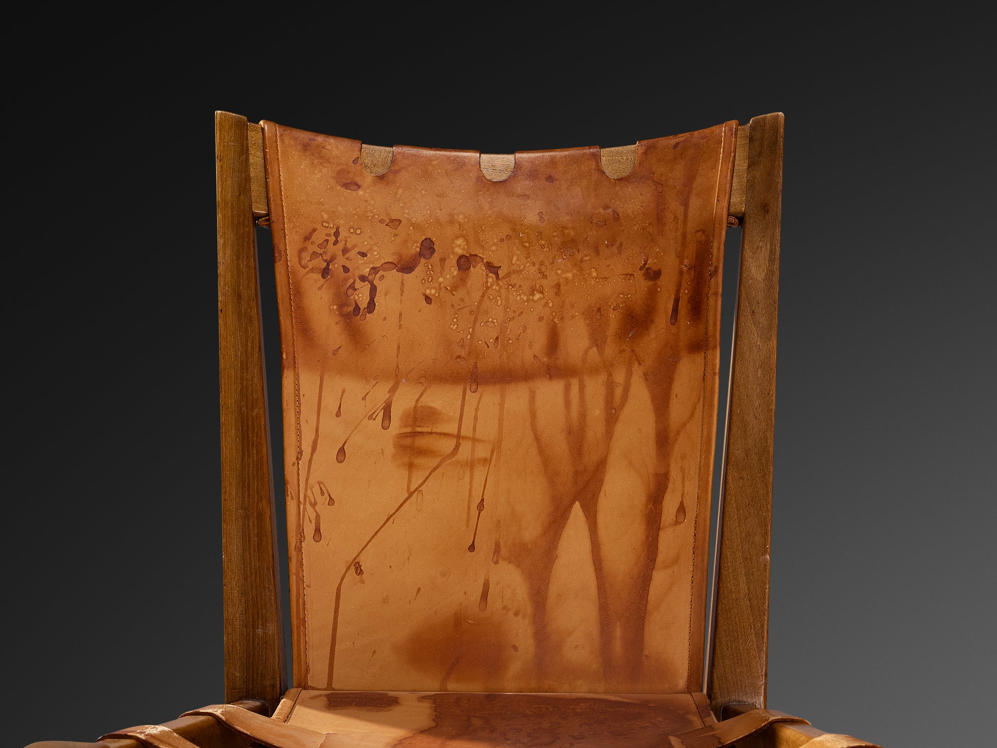 Rare Guglielmo Pecorini Pair of Chairs in Walnut and Cognac Leather Seating Morentz