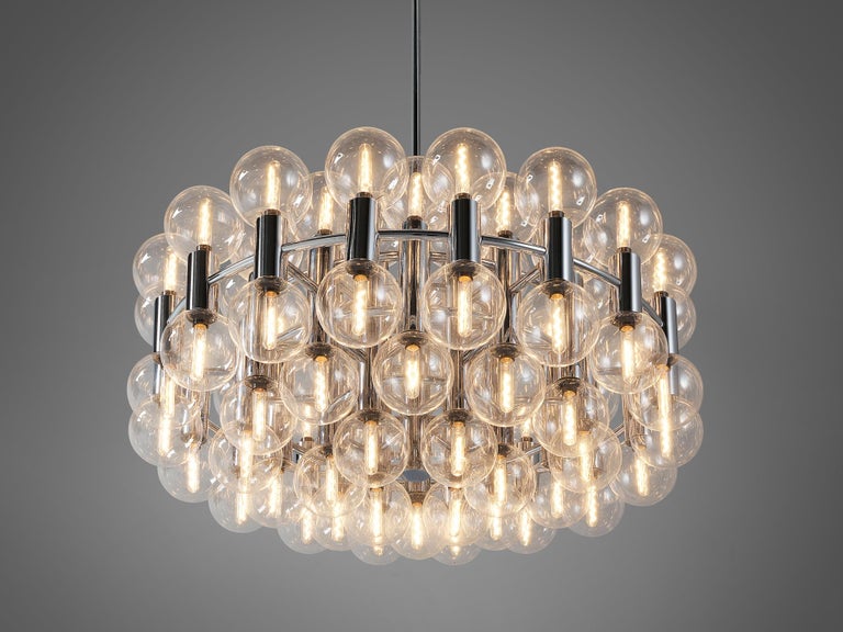 Motoko Ishii for Staff Leuchten Large Chandelier in Chrome with 72 Glass Orbs