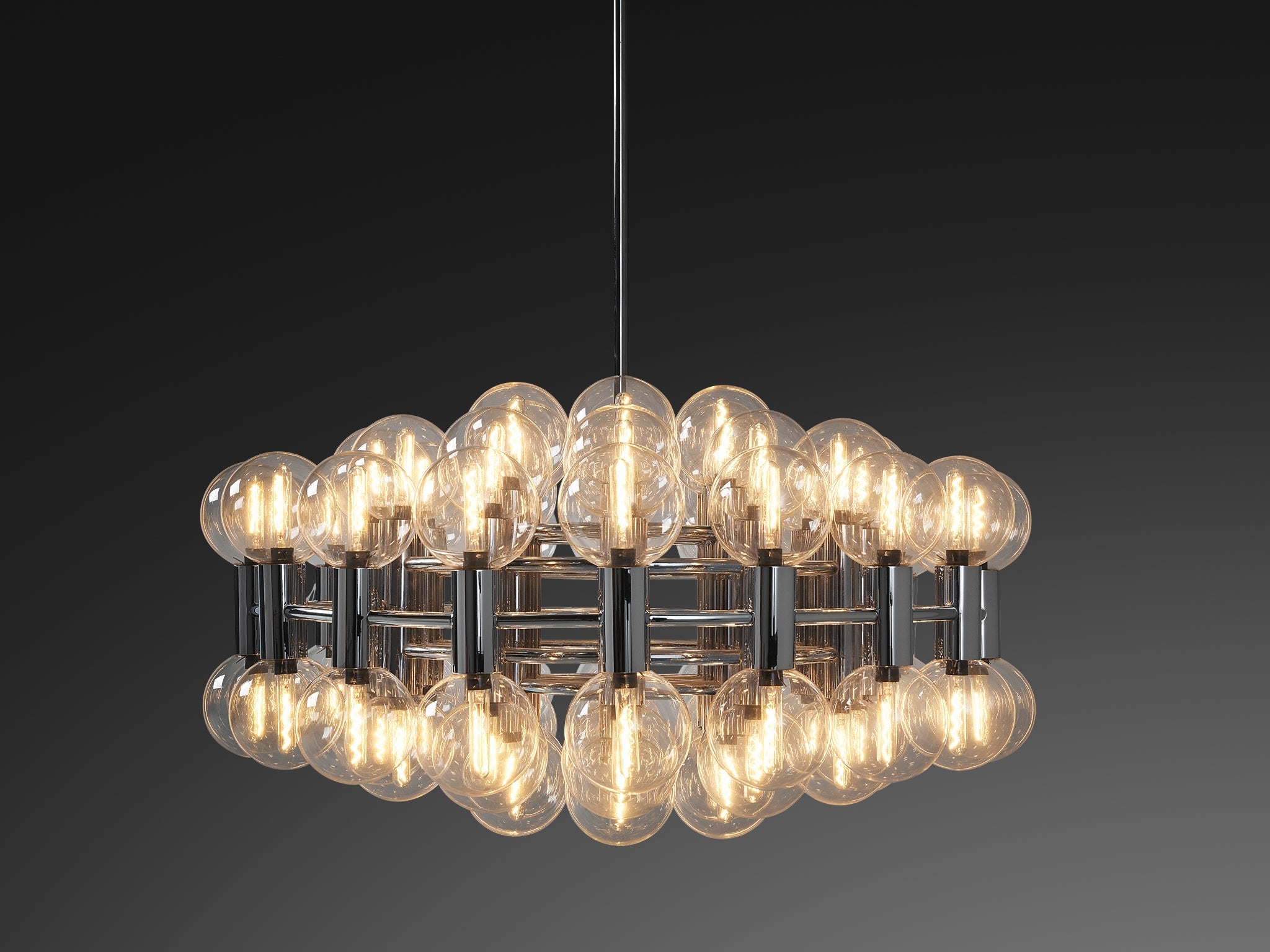 Motoko Ishii for Staff Leuchten Large Chandelier in Chrome with 72 Glass Orbs lighting Morentz