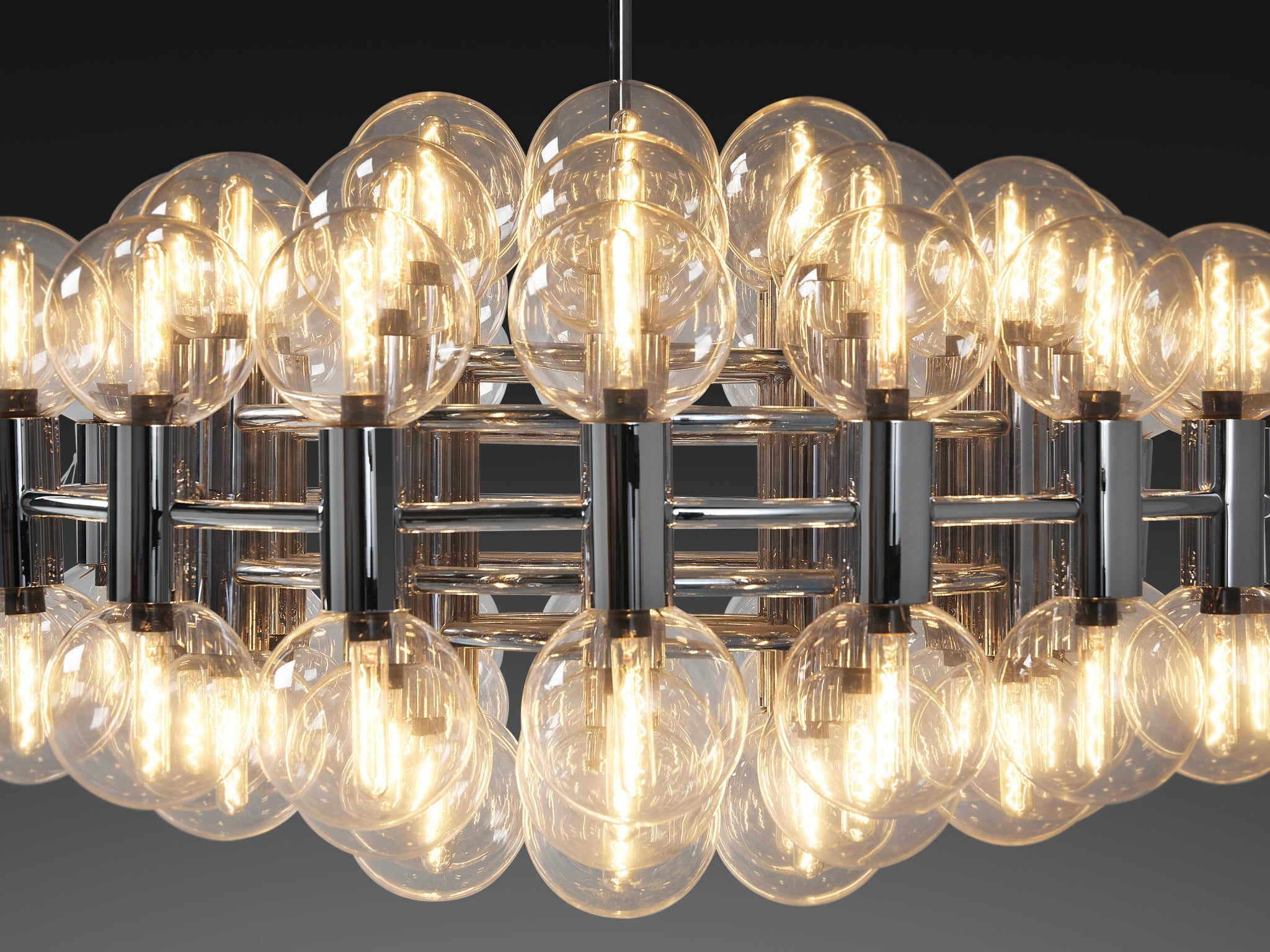 Motoko Ishii for Staff Leuchten Large Chandelier in Chrome with 72 Glass Orbs lighting Morentz