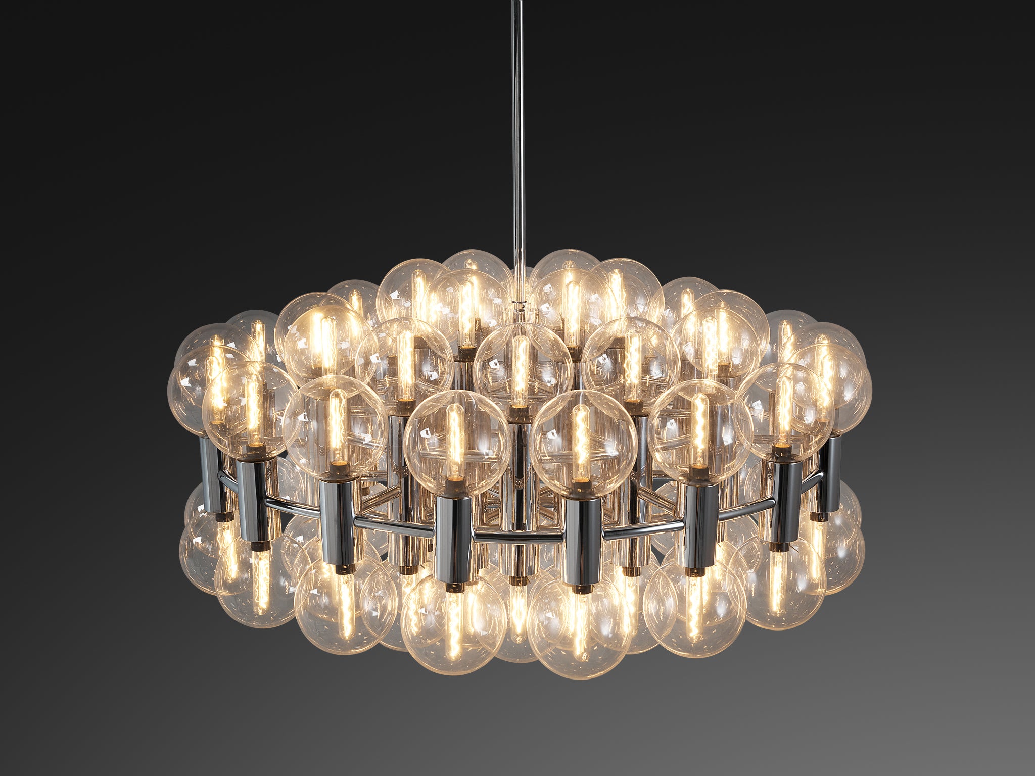 Motoko Ishii for Staff Large Chandelier in Chrome with 72 Glass Orbs Lighting Morentz