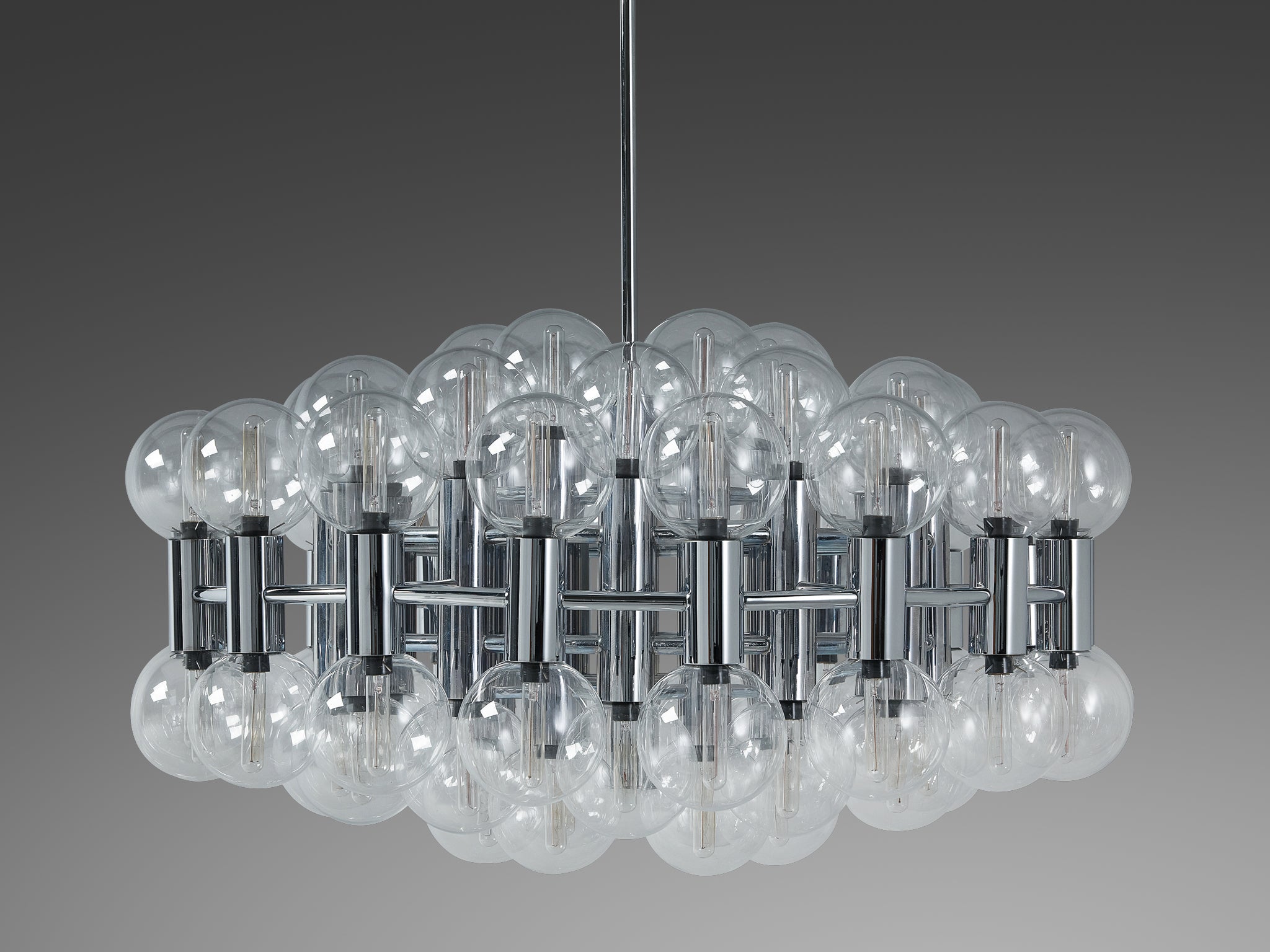 Motoko Ishii for Staff Large Chandelier in Chrome with 72 Glass Orbs Lighting Morentz