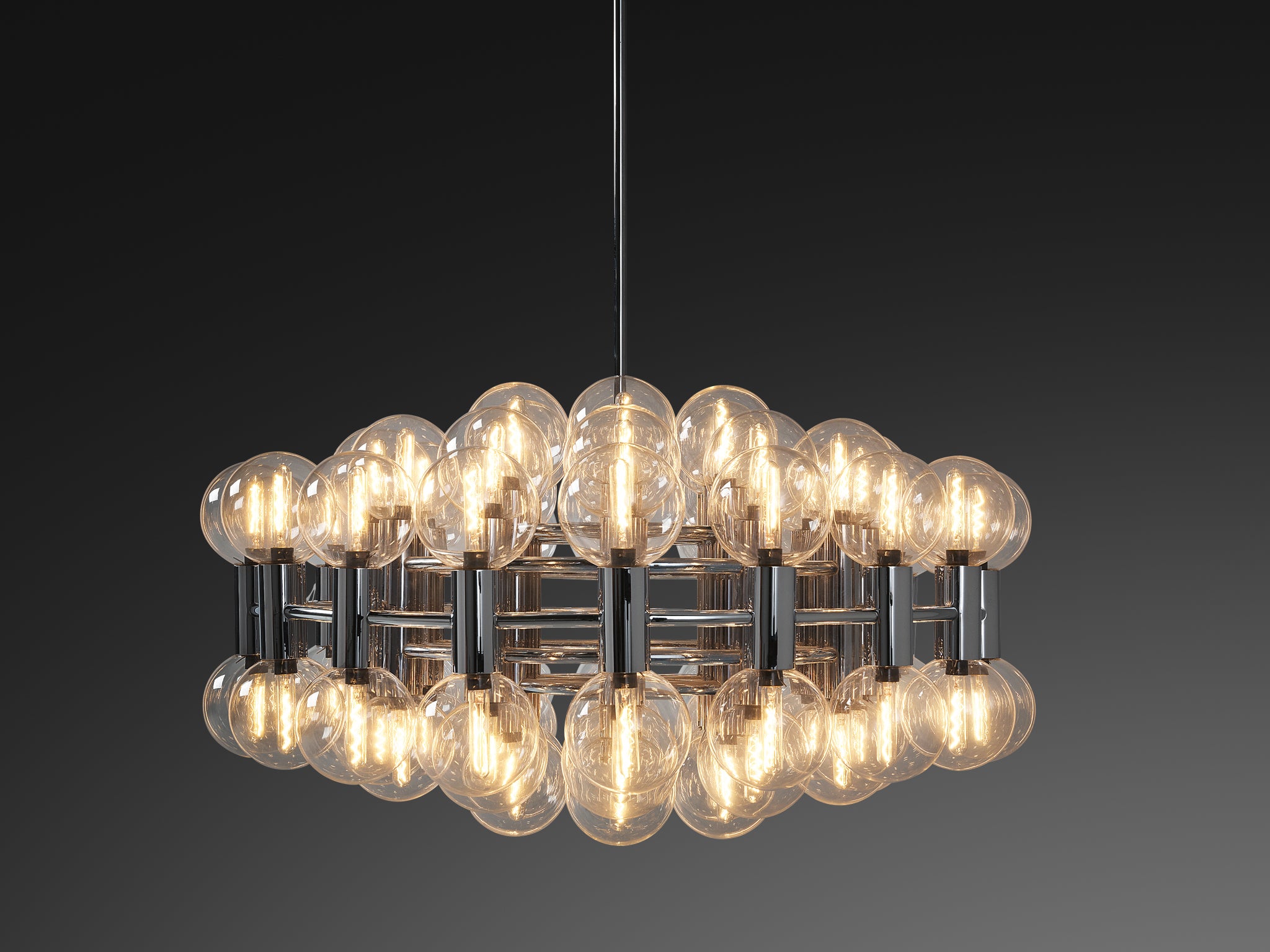 Motoko Ishii for Staff Large Chandelier in Chrome with 72 Glass Orbs Lighting Morentz