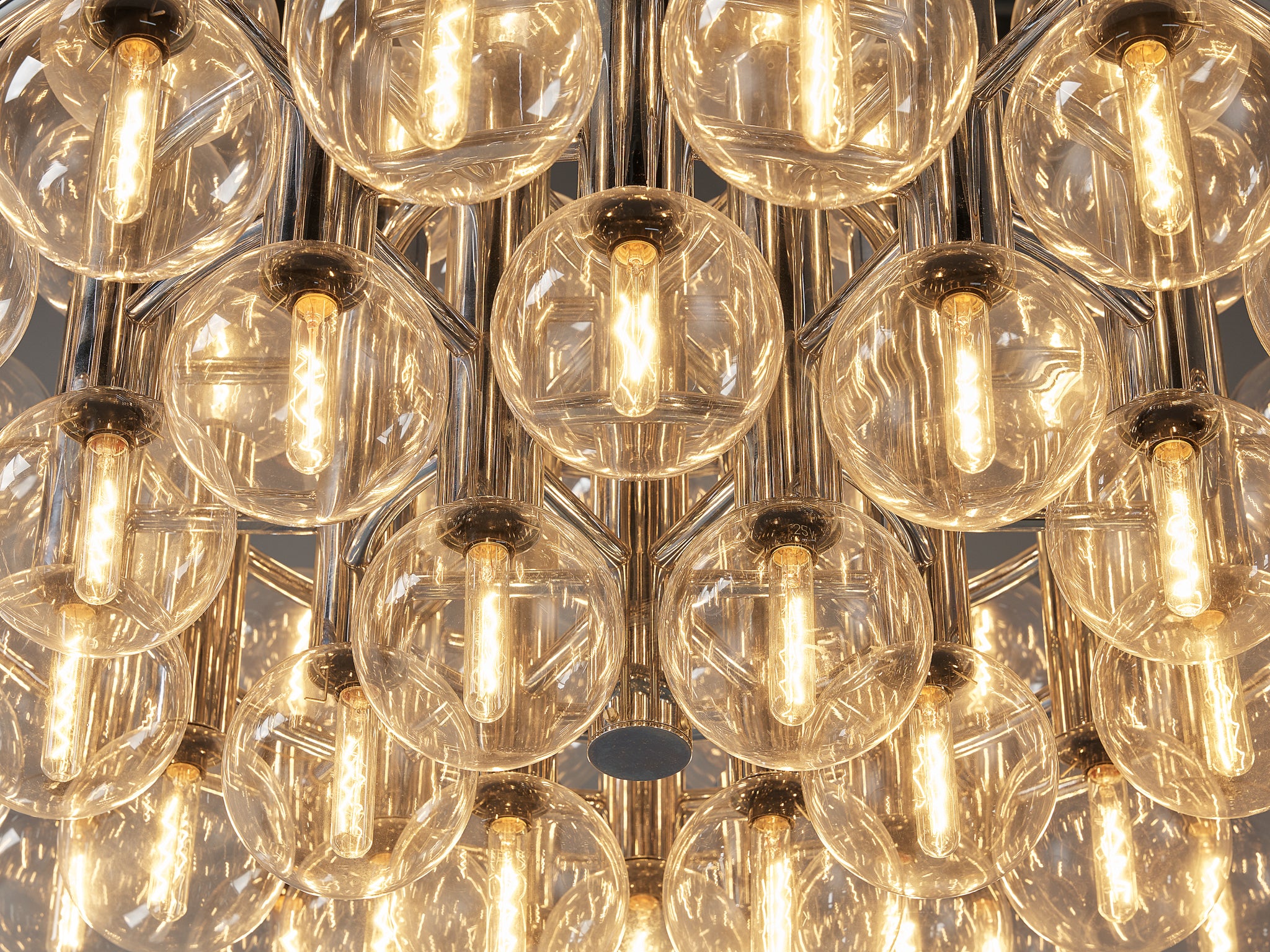 Motoko Ishii for Staff Large Chandelier in Chrome with 72 Glass Orbs Lighting Morentz