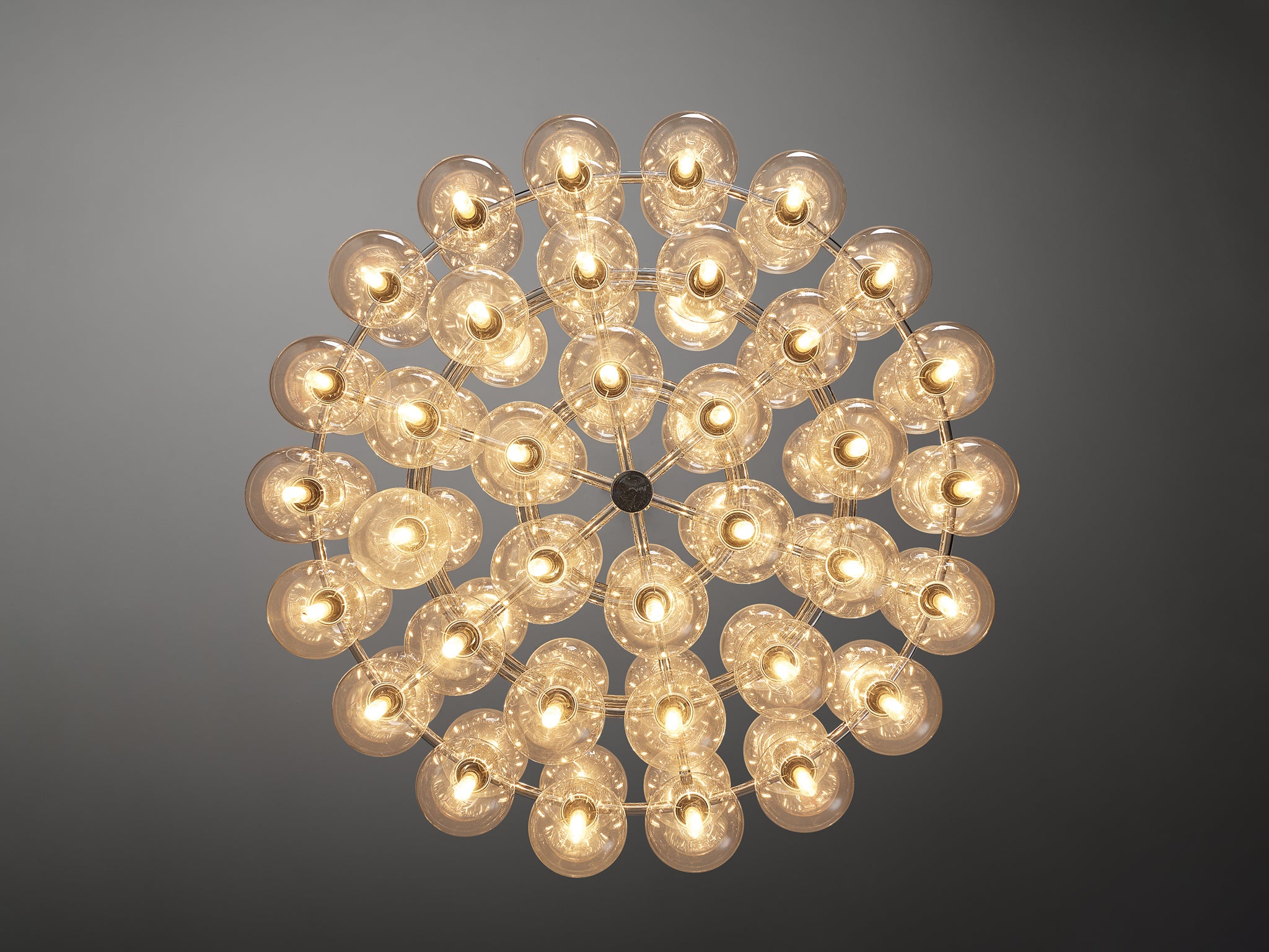 Motoko Ishii for Staff Large Chandeliers in Chrome with 72 Glass Orbs Lighting Morentz