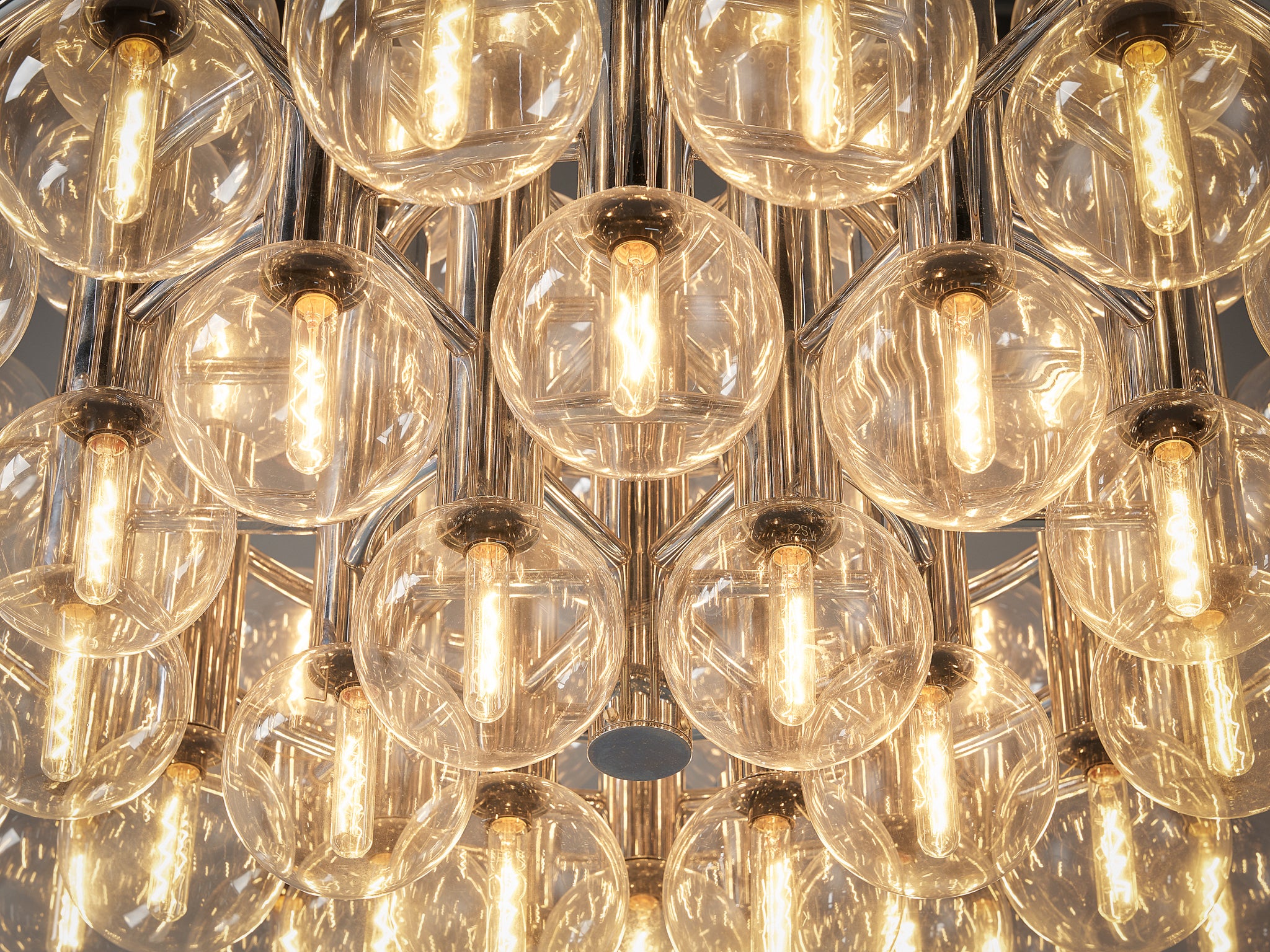 Motoko Ishii for Staff Large Chandeliers in Chrome with 72 Glass Orbs Lighting Morentz