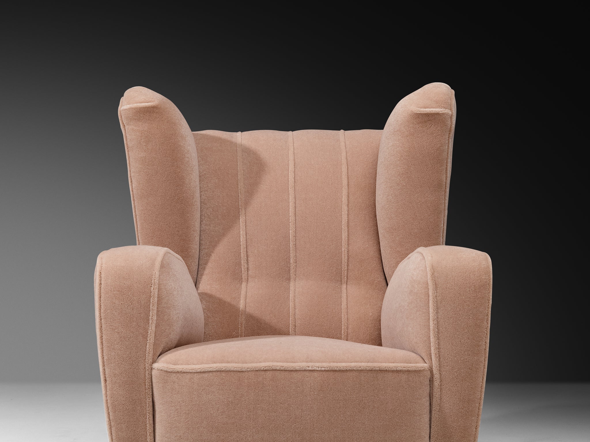 Wingback Chair Powder Pink Mohair Upholstery Seating Morentz