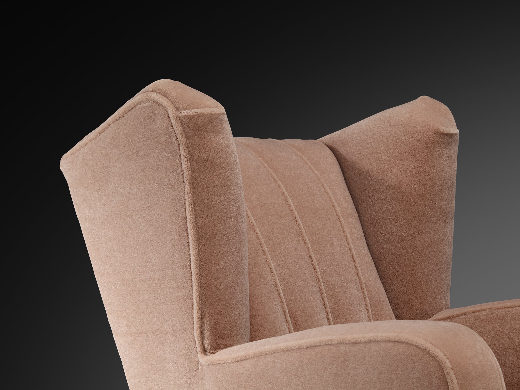 Wingback Chair Powder Pink Mohair Upholstery Seating Morentz