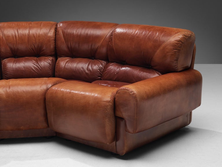 i4 Mariani Large Sectional Sofa in Patinated Brown Leather