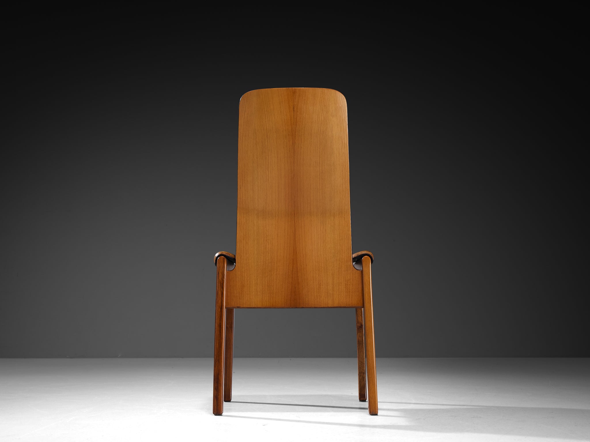 Tito Agnoli for Molteni Set of Four 'Fiorenza' Dining Chairs in Leather & Walnut Seating Morentz