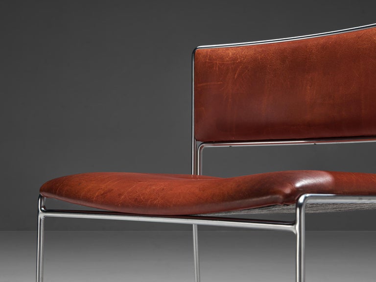 Fabricius & Kastholm Pair of Dining Chairs in Chestnut Brown Leather
