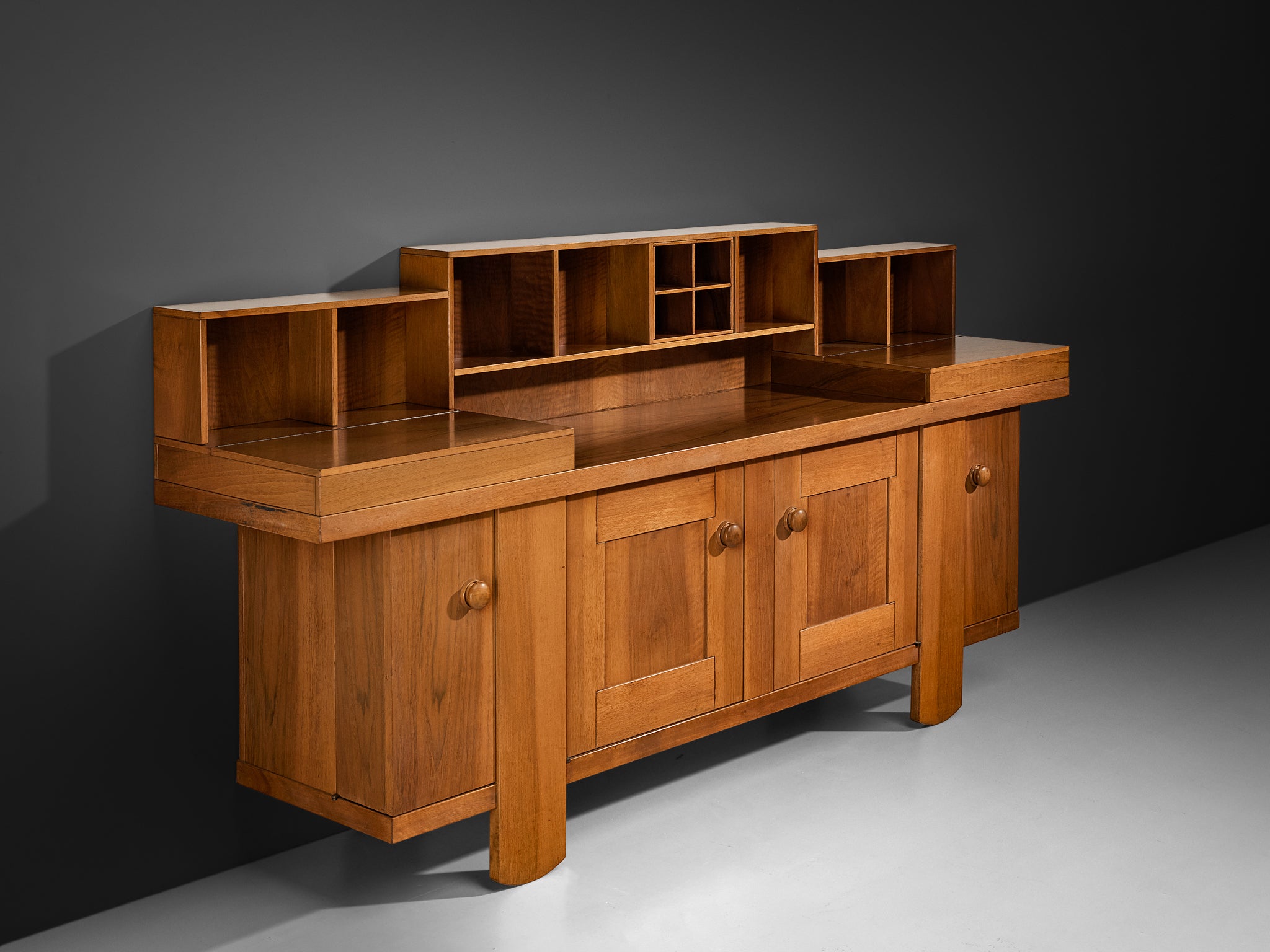 Silvio Coppola for Bernini Geometric Sideboard in Walnut