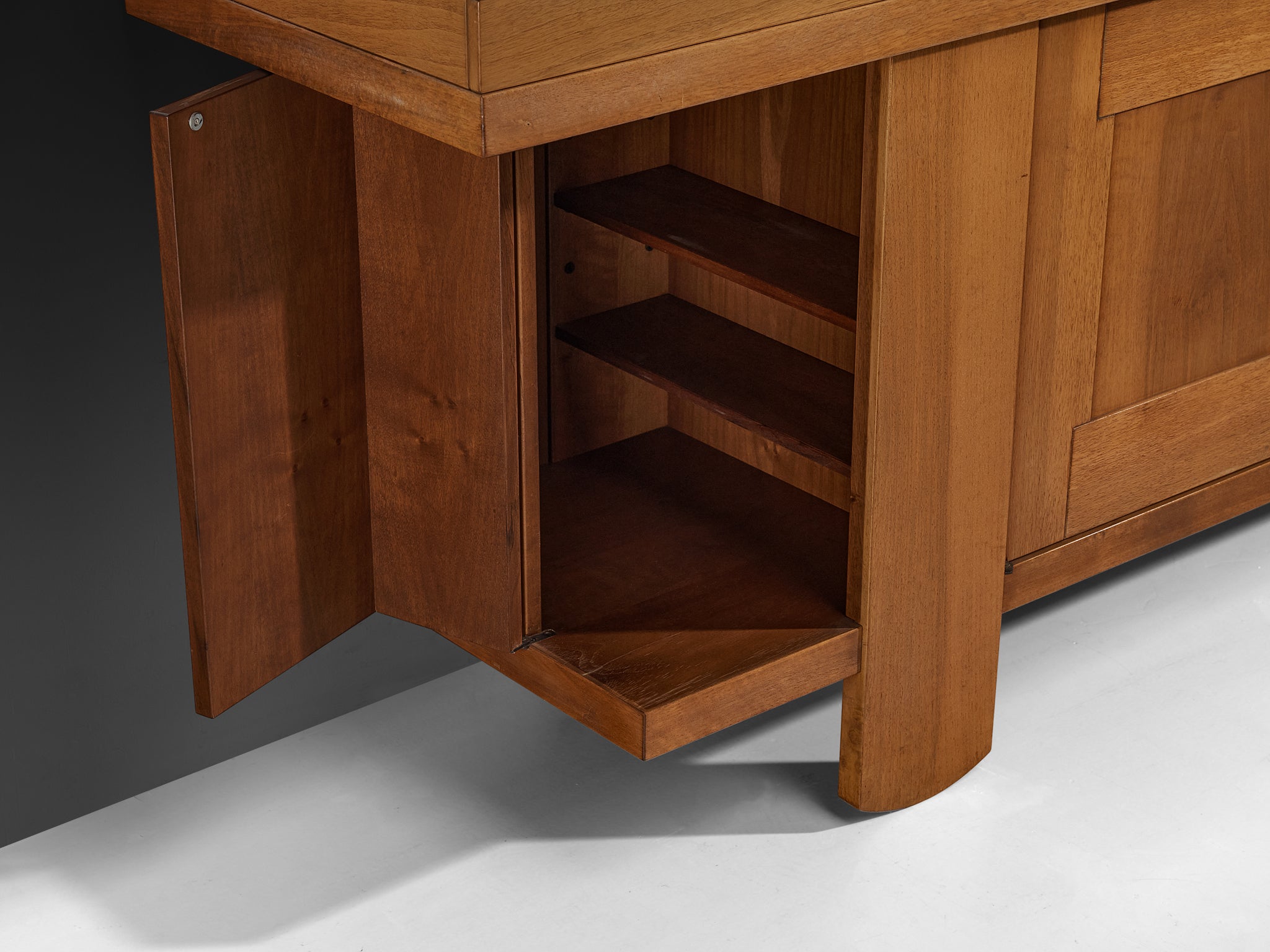 Silvio Coppola for Bernini Geometric Sideboard in Walnut Case pieces and storage cabinets Morentz