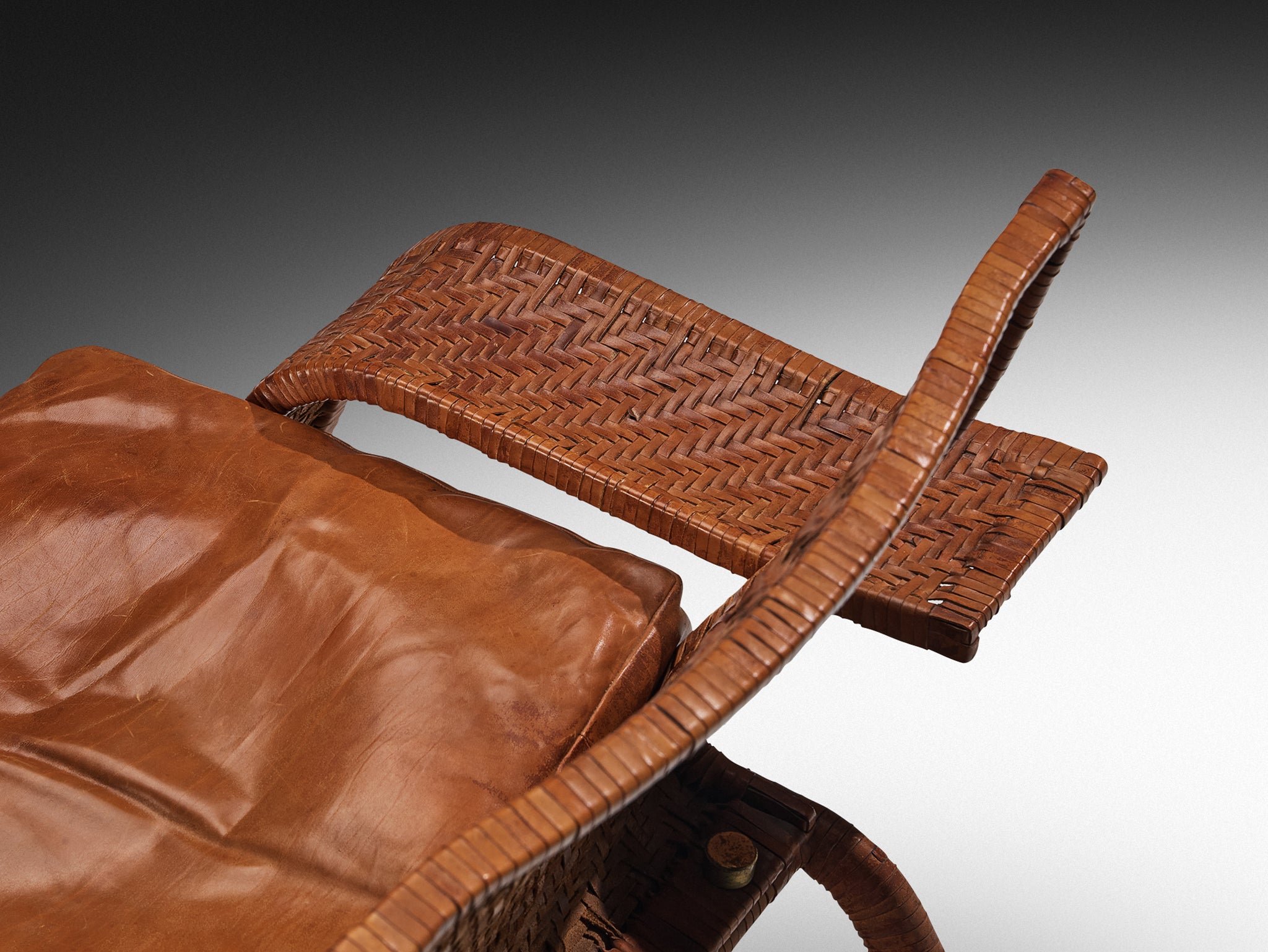 Marzio Cecchi for Studio Most Lounge Chair in Woven Cognac Leather Seating Morentz