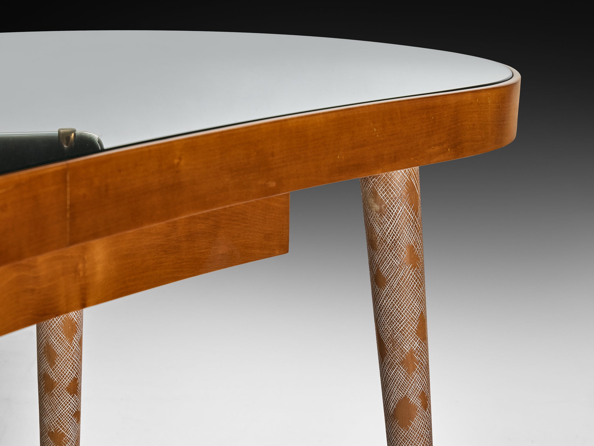 Rare Osvaldo Borsani Vanity Table in Maple with Mirrors and Built-in Lights Tables Morentz