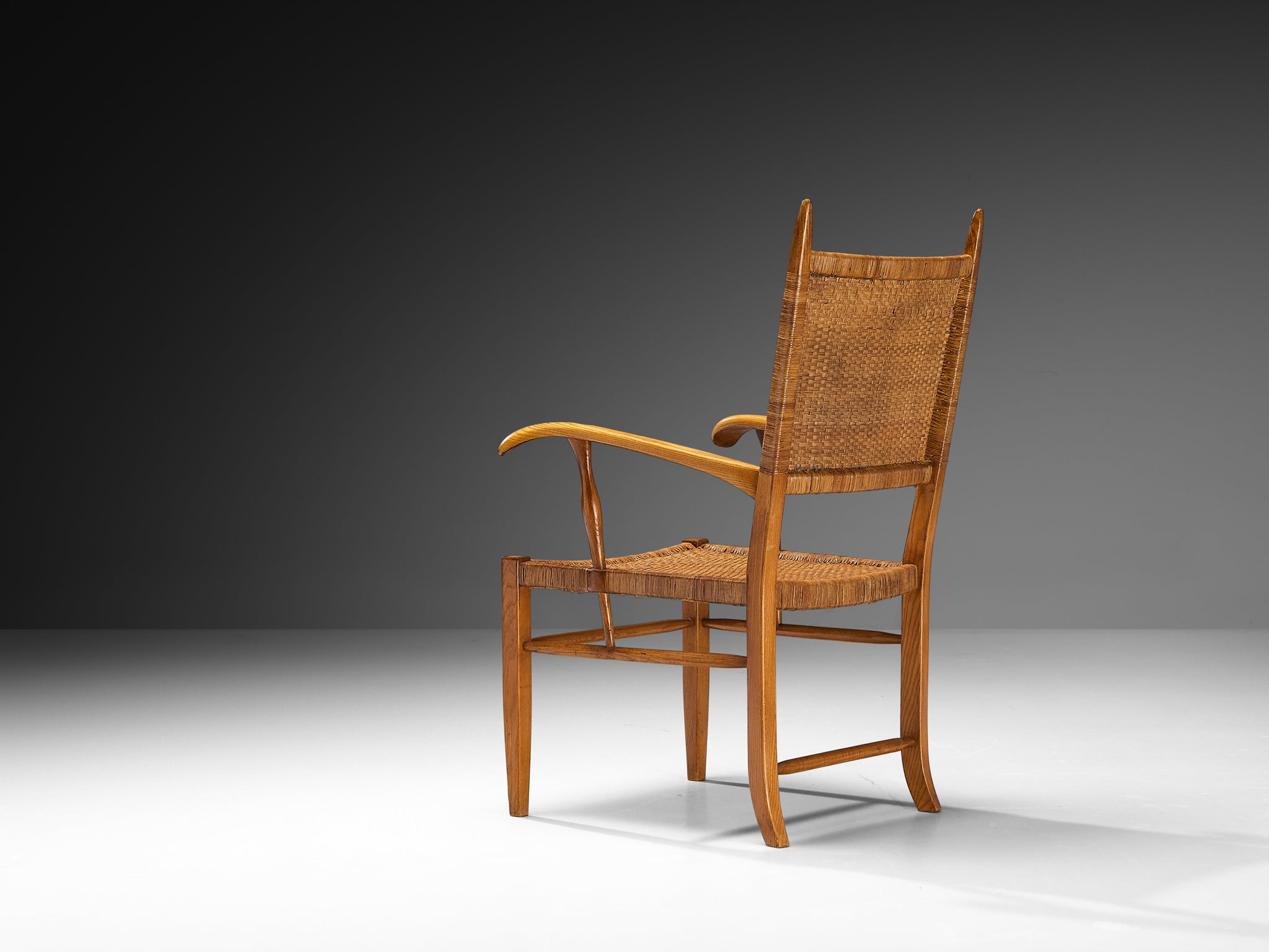 Dutch High Back Armchair in Ash and Cane Seating Morentz