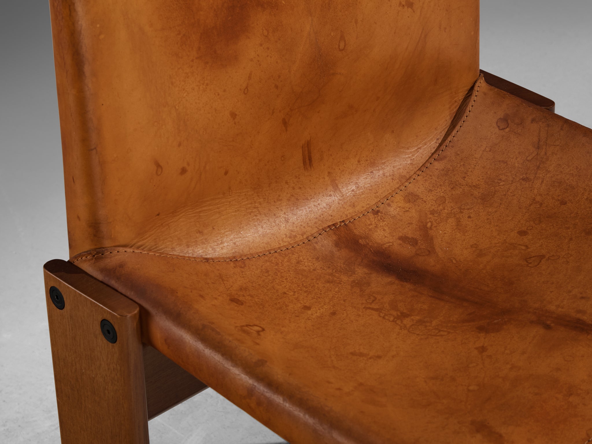 Afra & Tobia Scarpa for Molteni Pair of 'Monk' Dining Chairs in Leather Seating Morentz