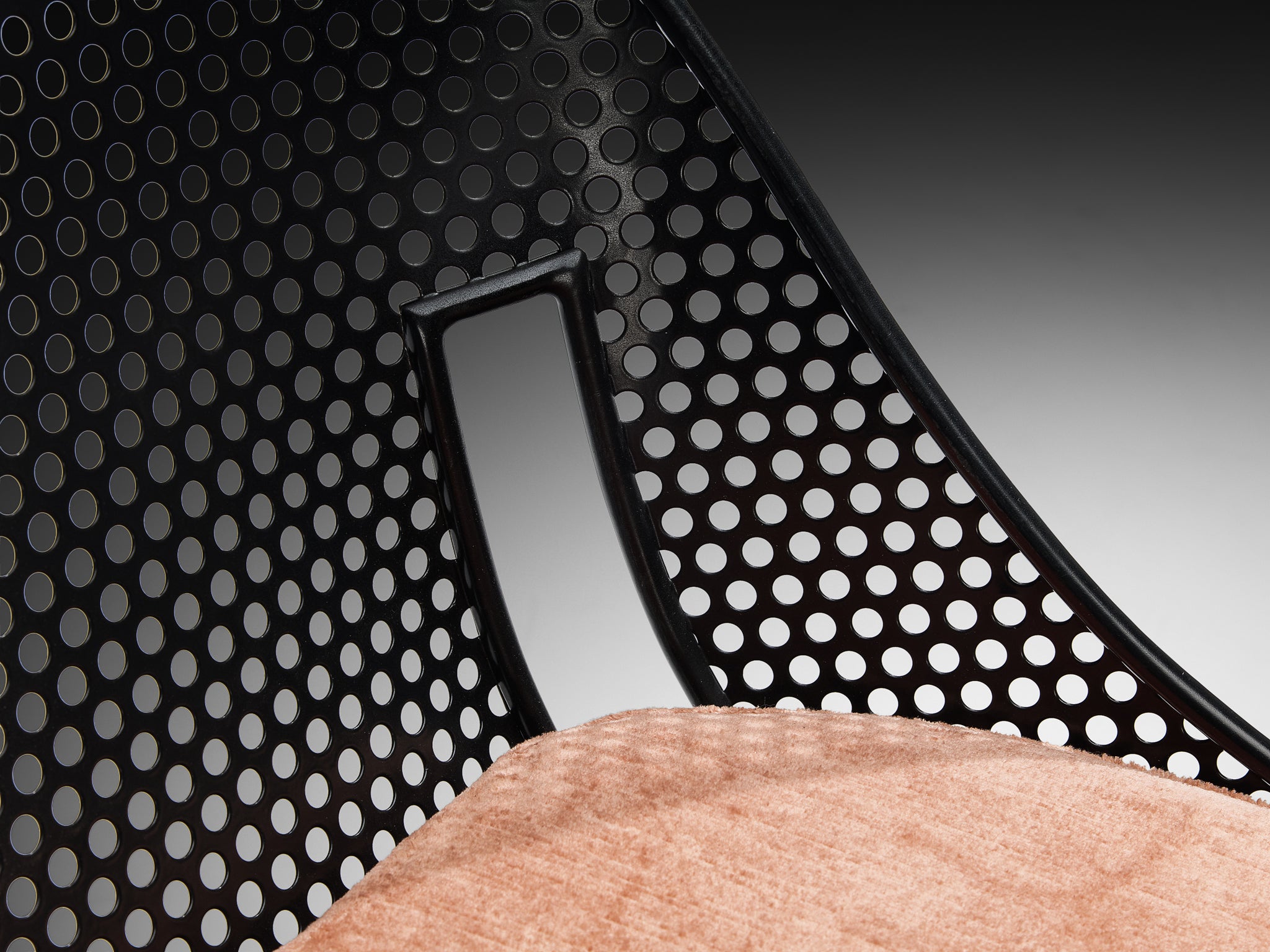 Giuseppe De Vivo Pair of Dining Chairs in Perforated Black Coated Steel